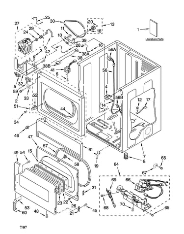 Lower cabinet and front panel parts