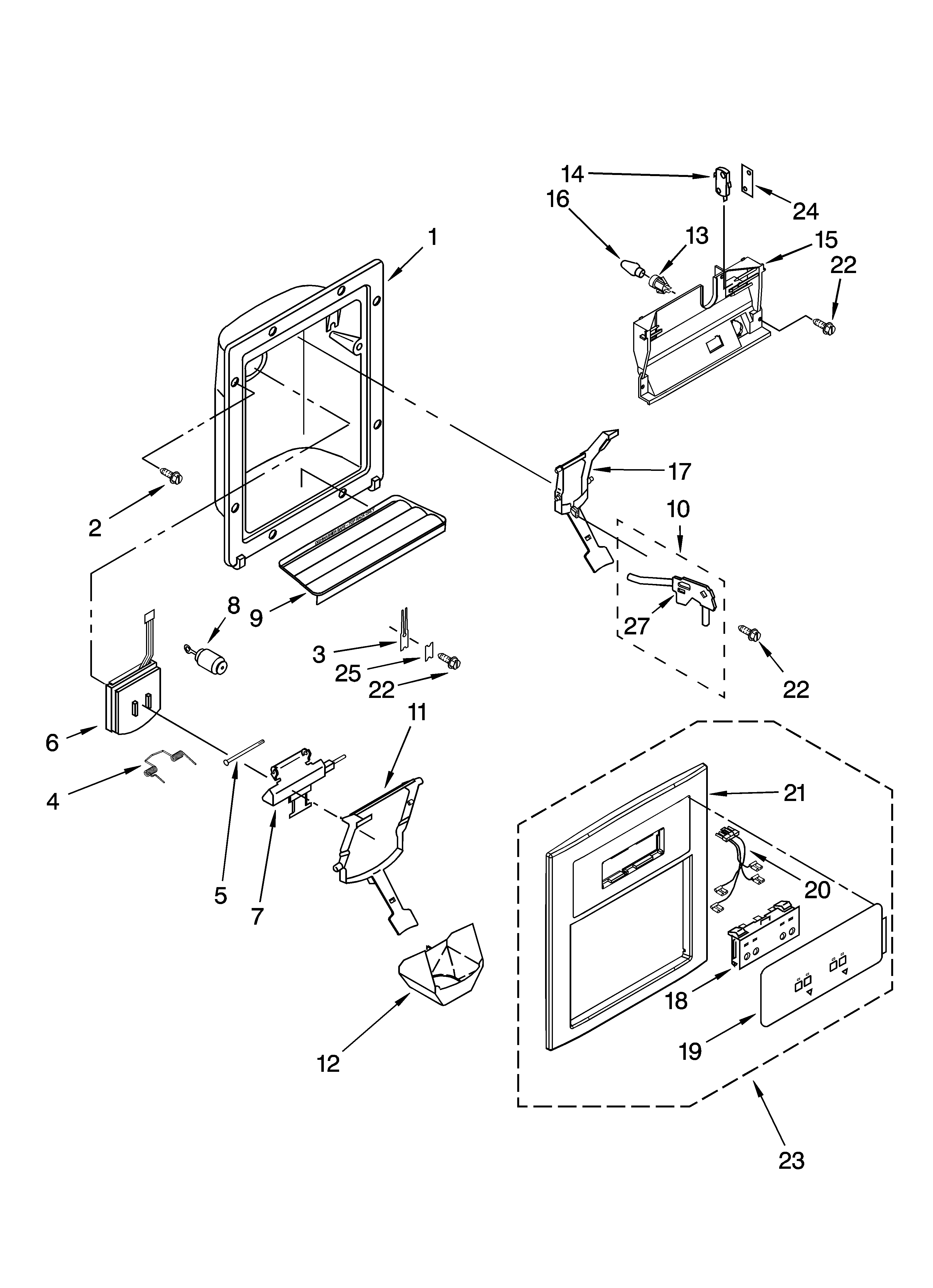 Dispenser front parts