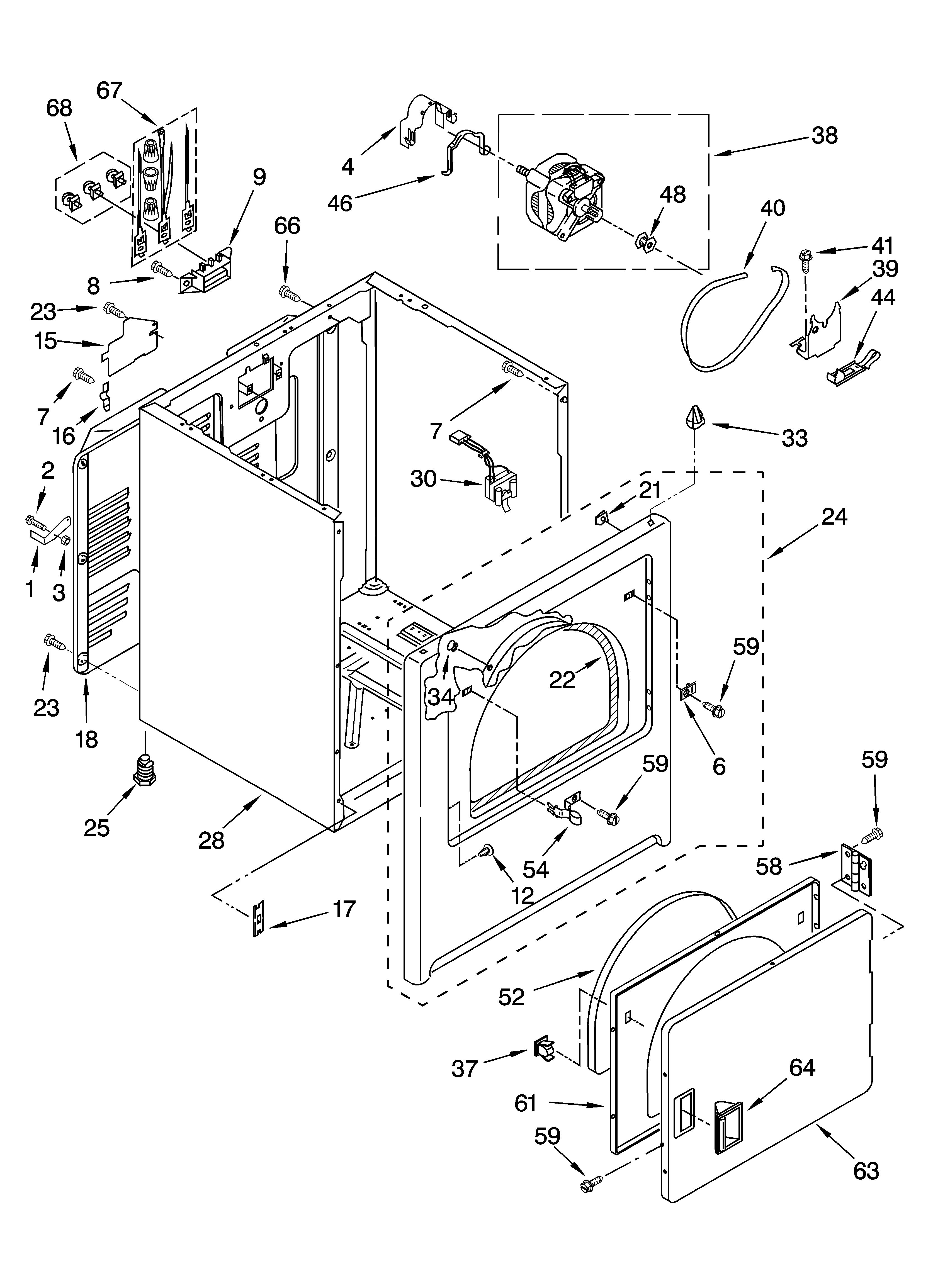 Cabinet parts, optional parts (not included)