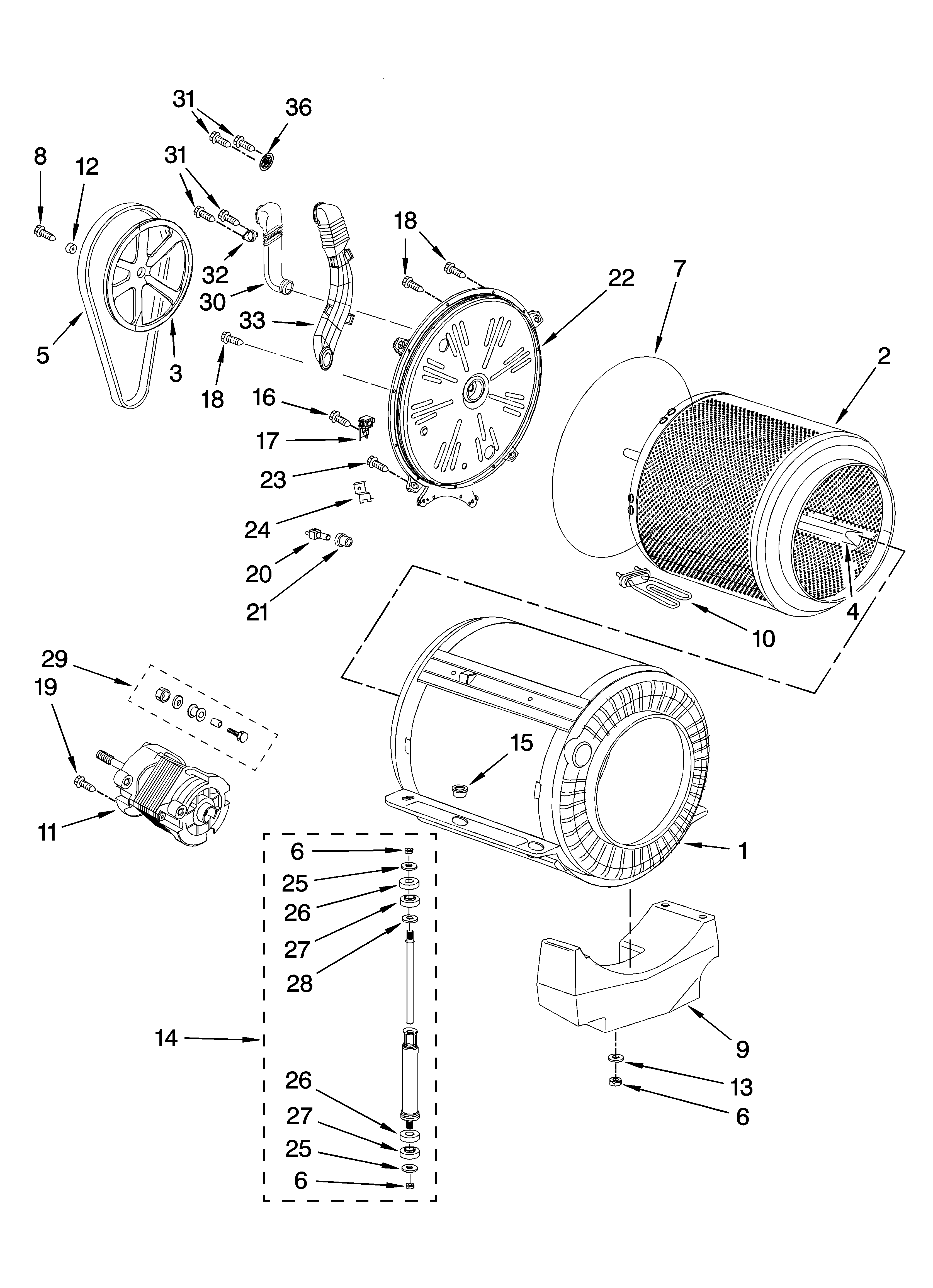 Basket and tub parts