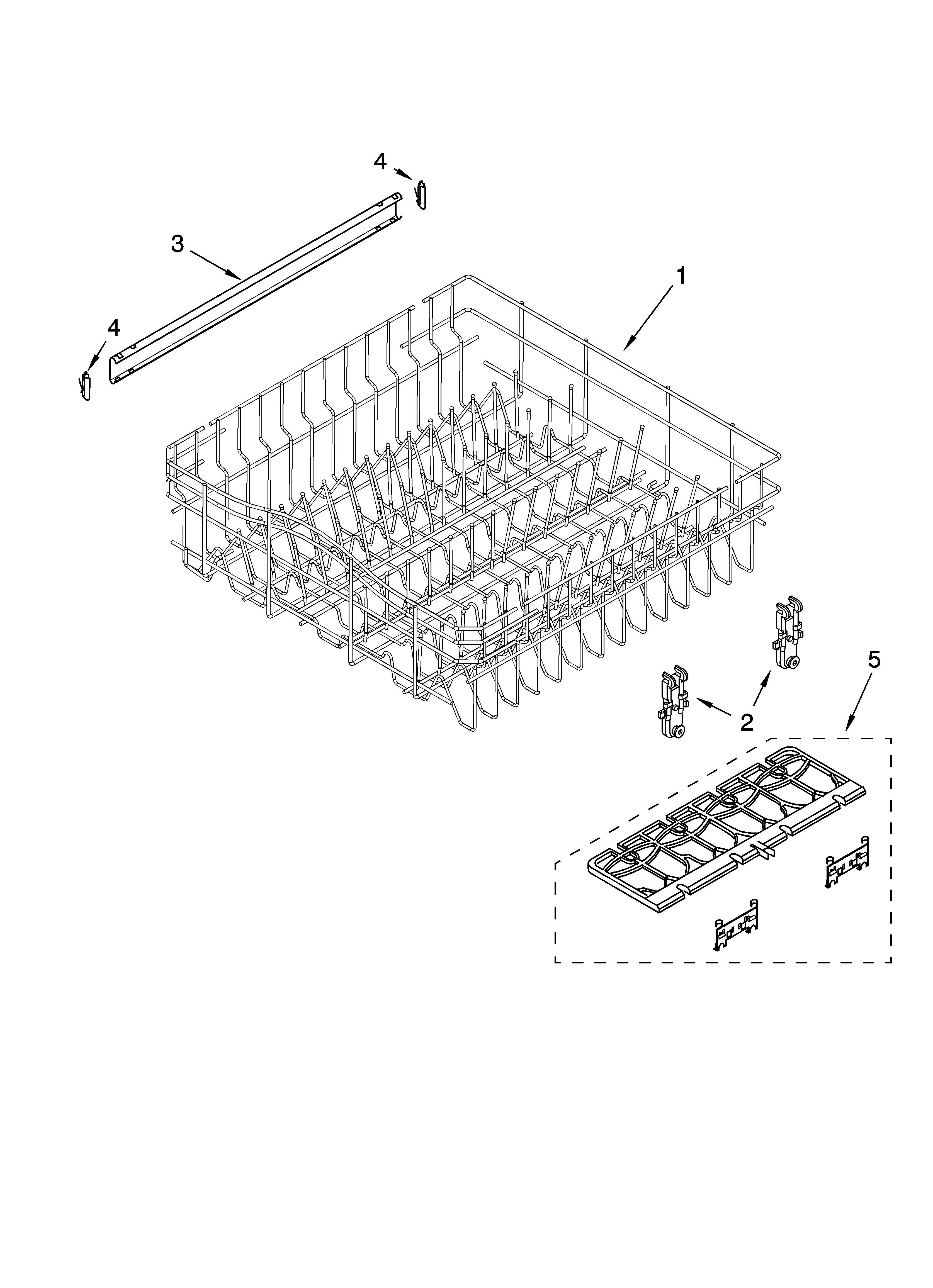 Upper rack and track parts