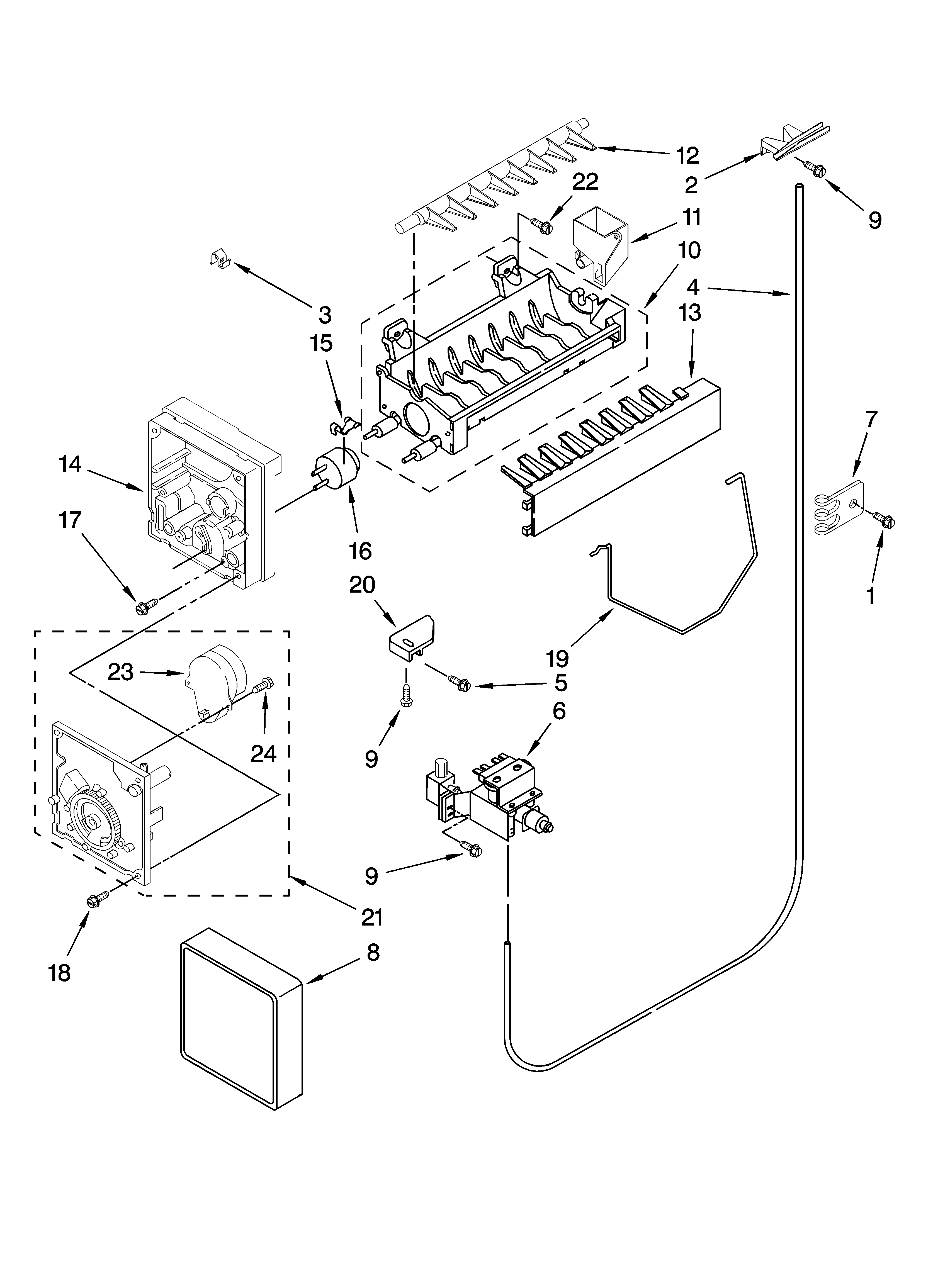 Icemaker parts, optional parts (not included)
