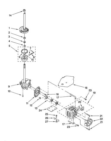 Brake, clutch, gearcase, motor and pump parts