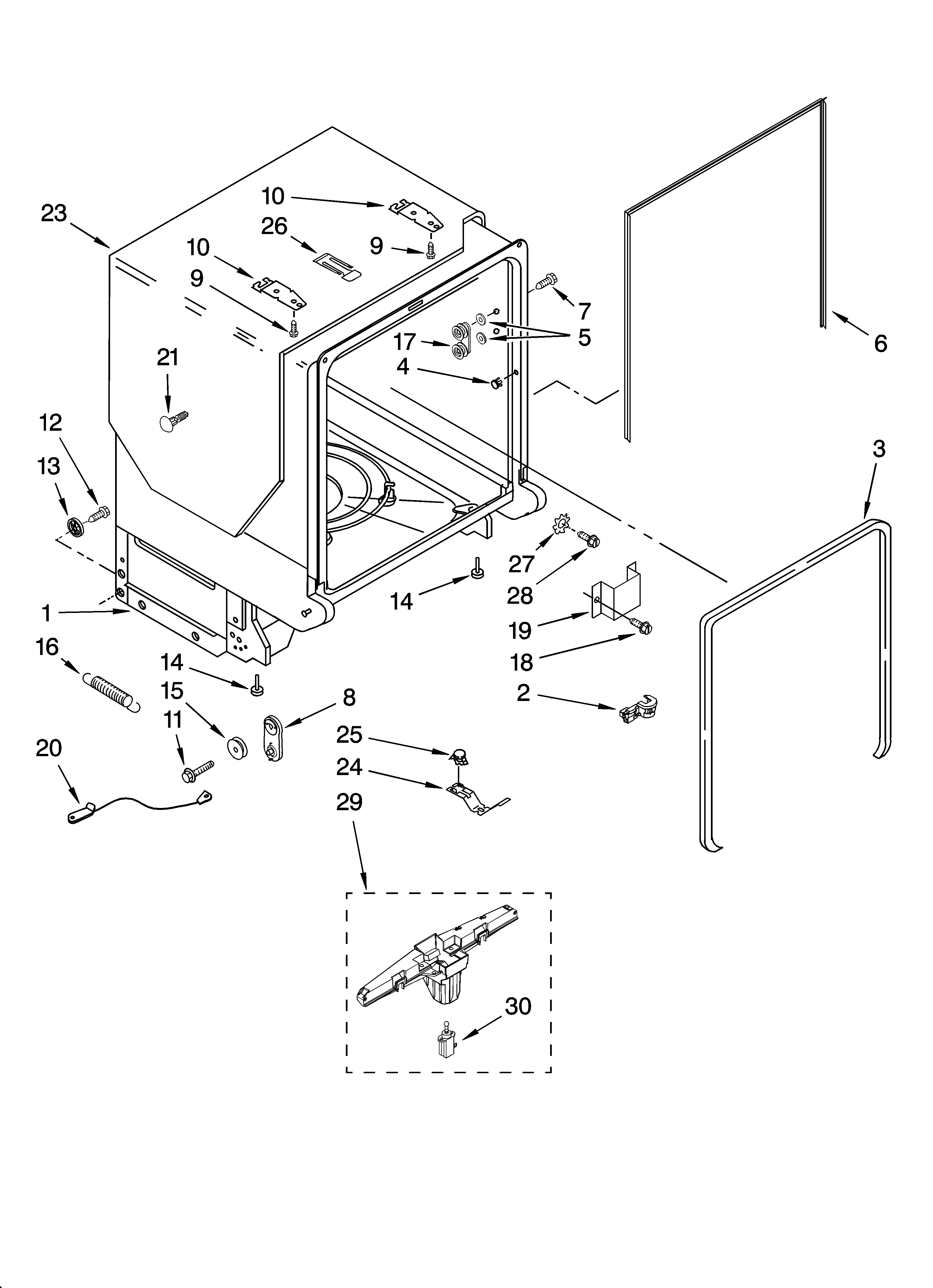 TUB AND FRAME PARTS