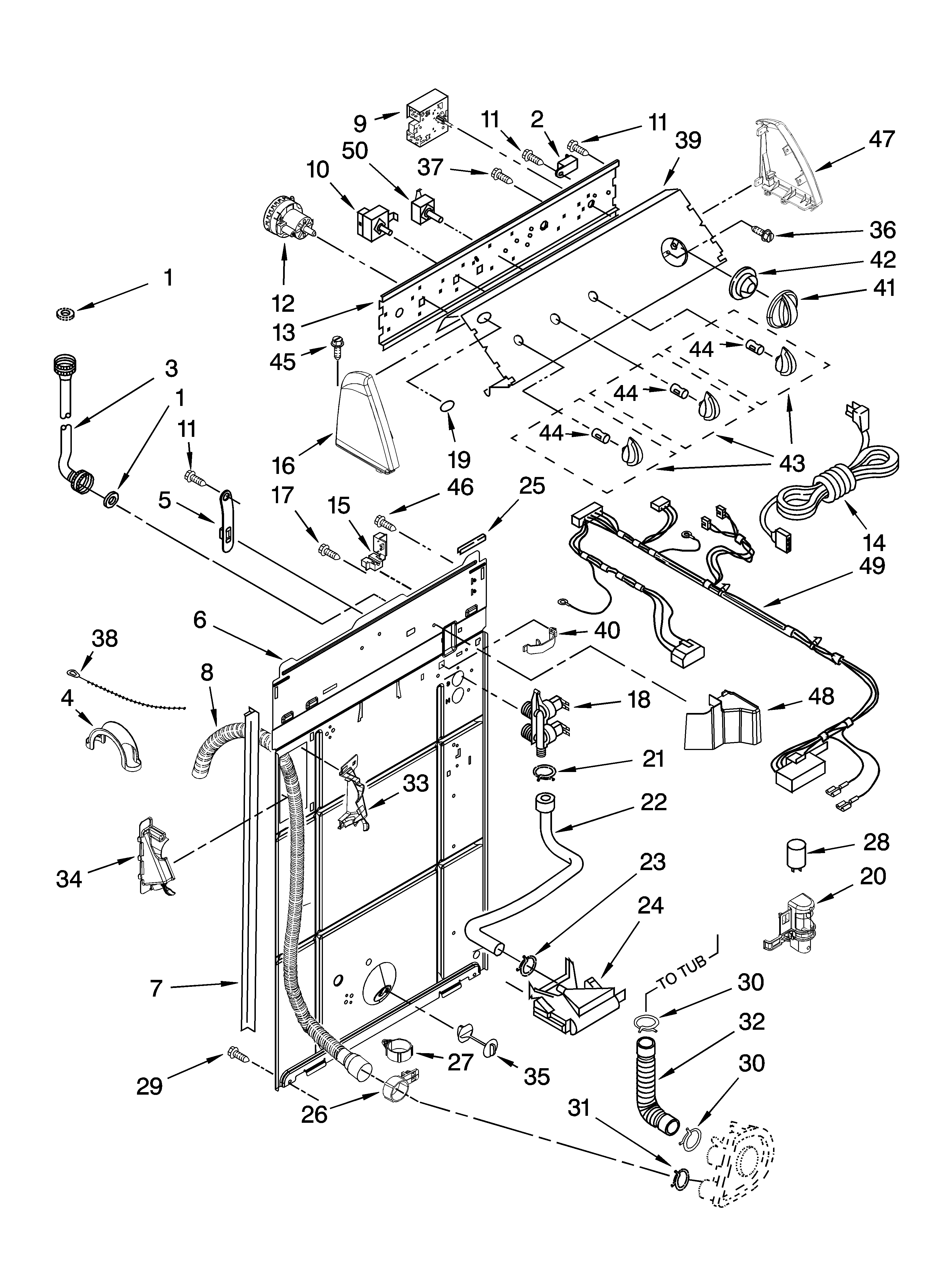 Controls and rear panel parts