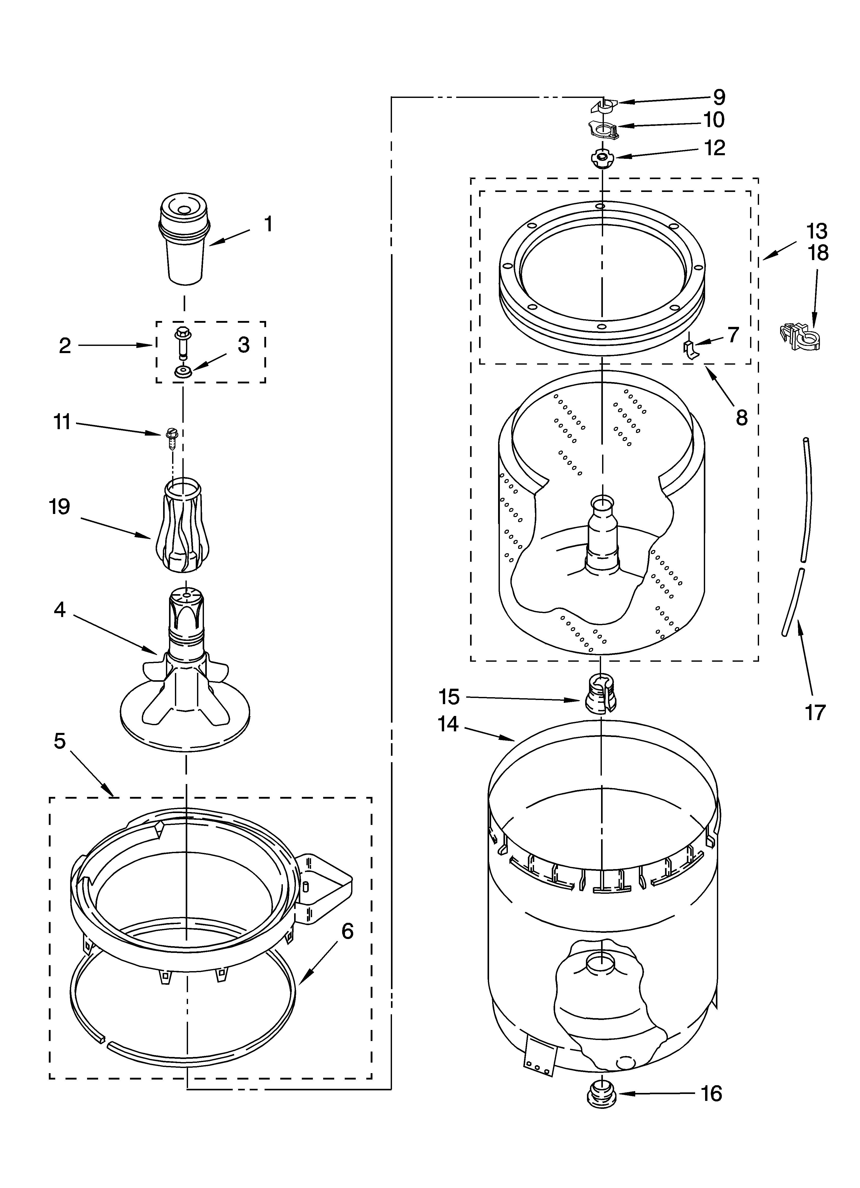 Agitator, basket and tub parts