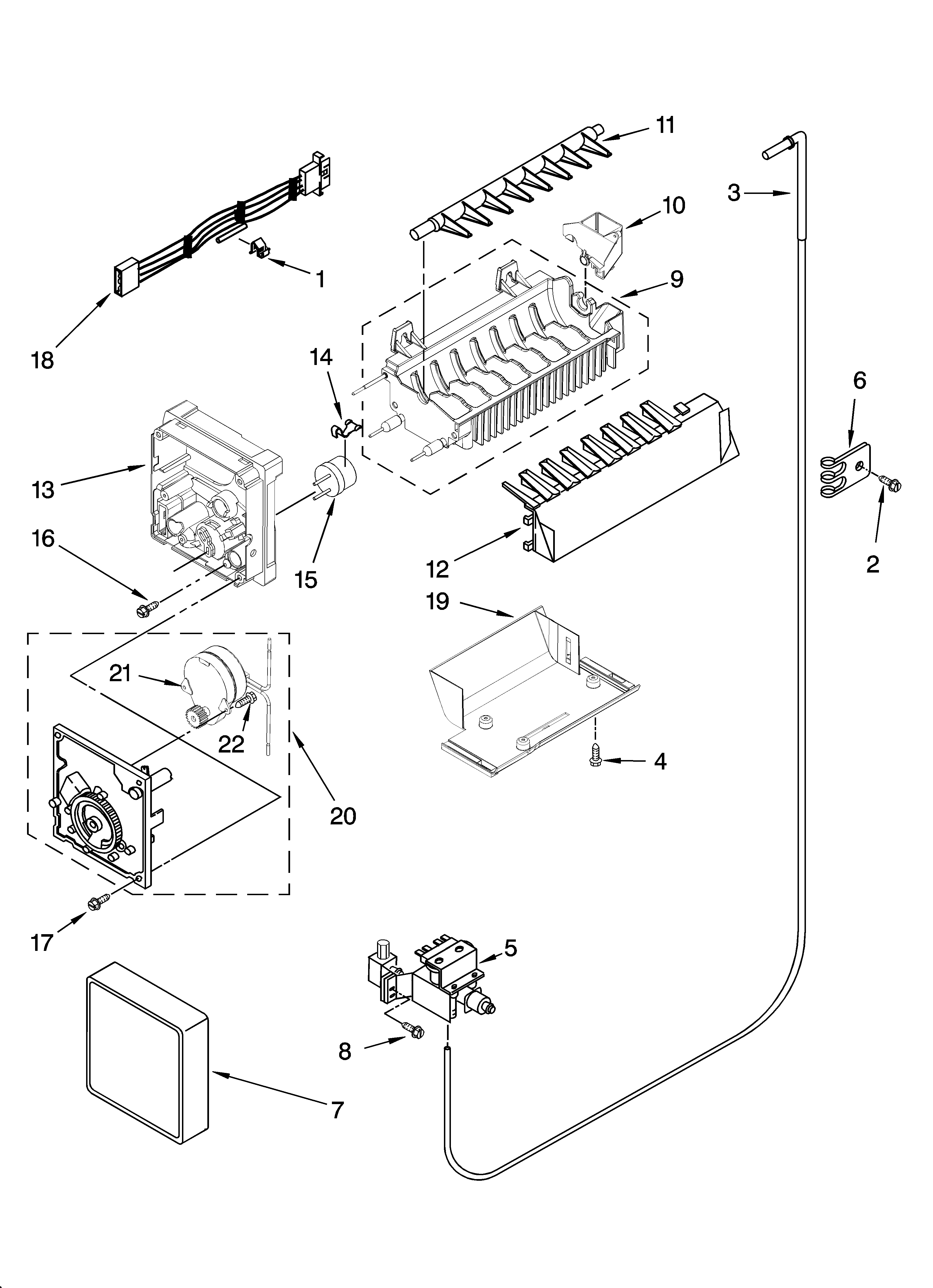 Icemaker parts, optional parts (not included)