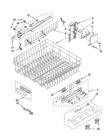 Upper rack and track parts