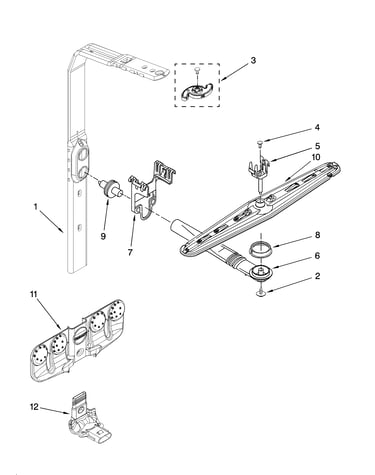 Upper wash and rinse parts