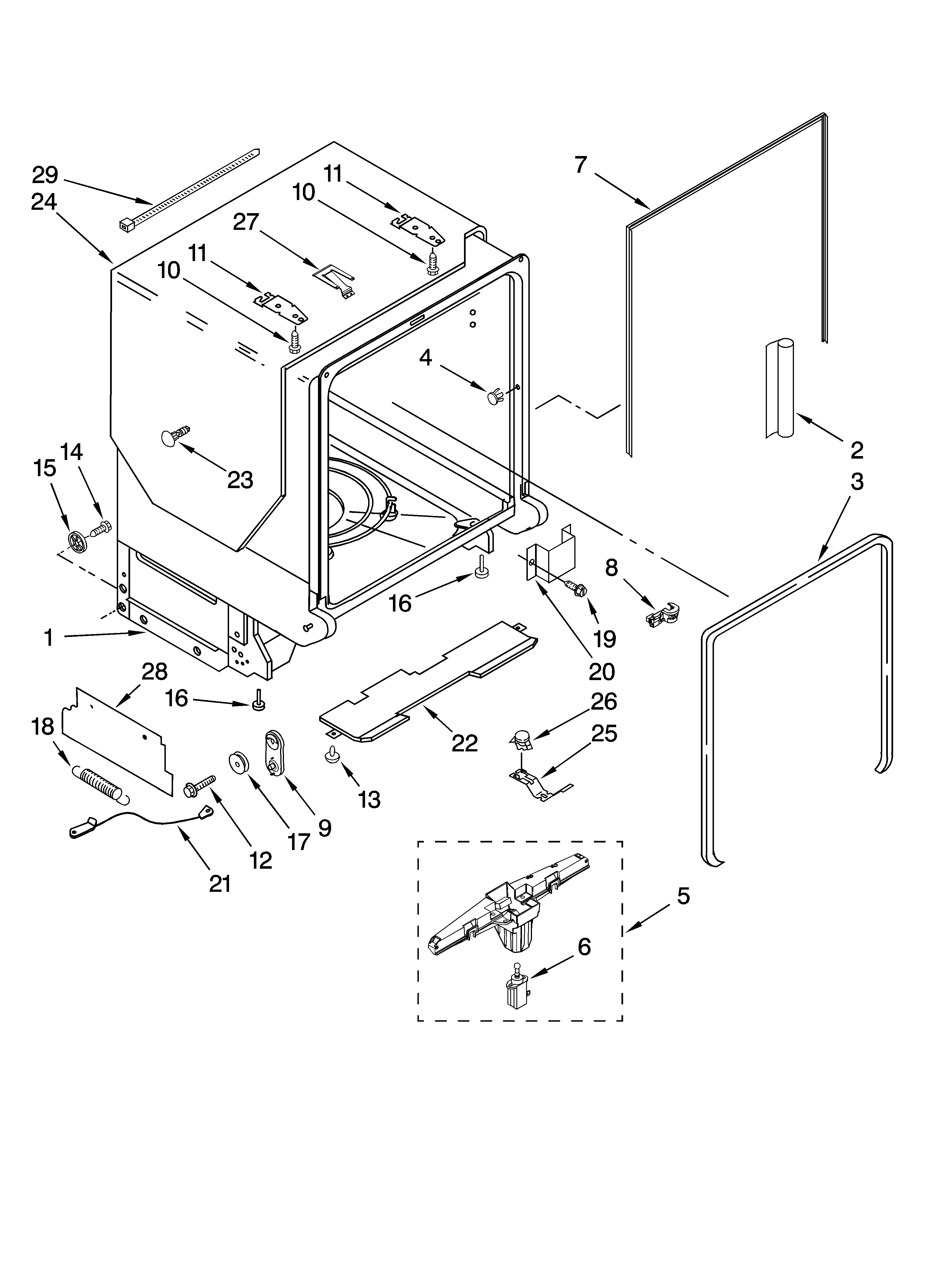 Tub and frame parts