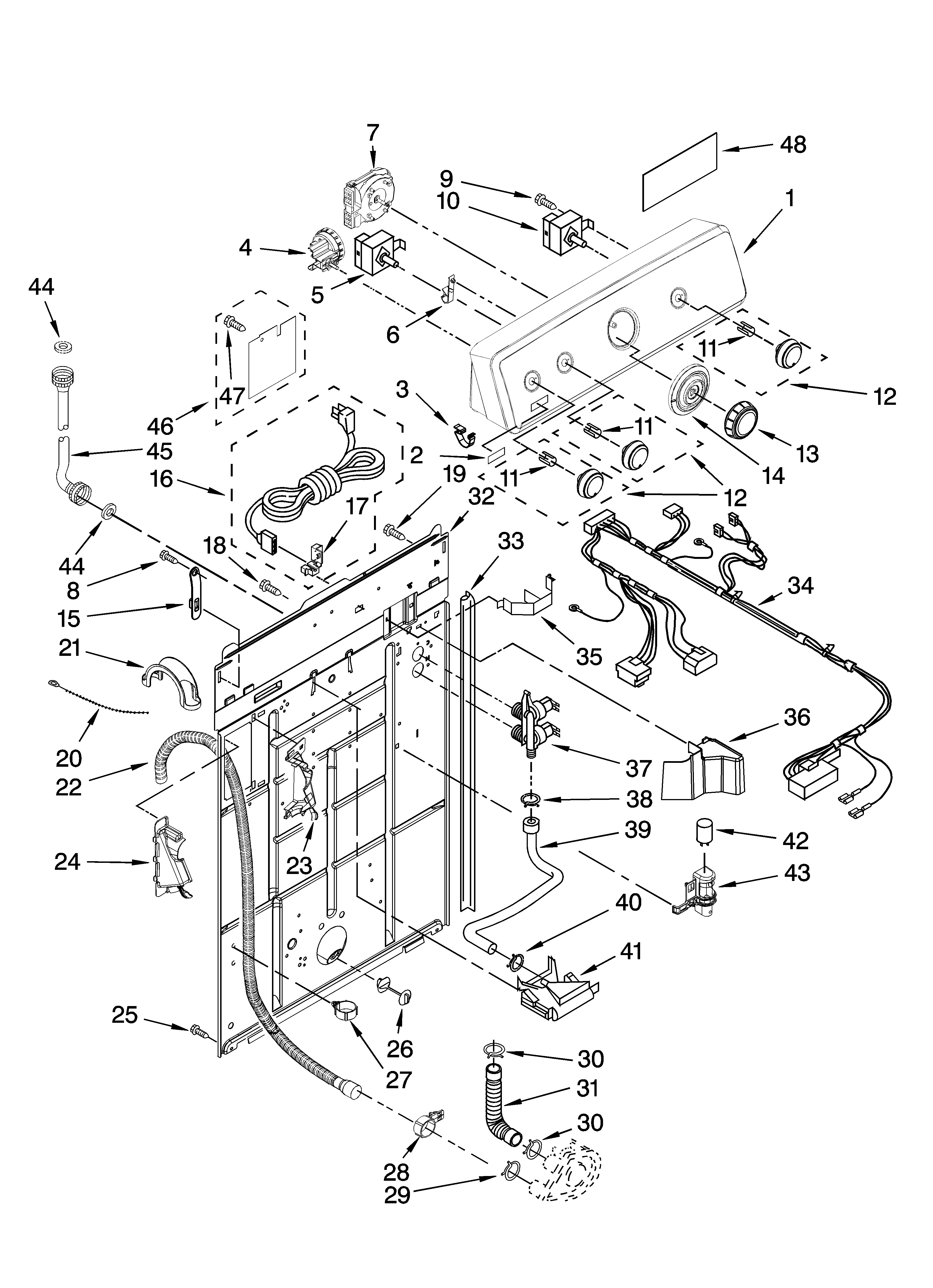 Controls and rear panel parts