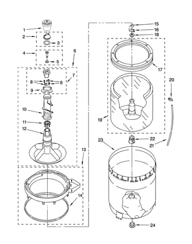 Agitator, basket and tub parts
