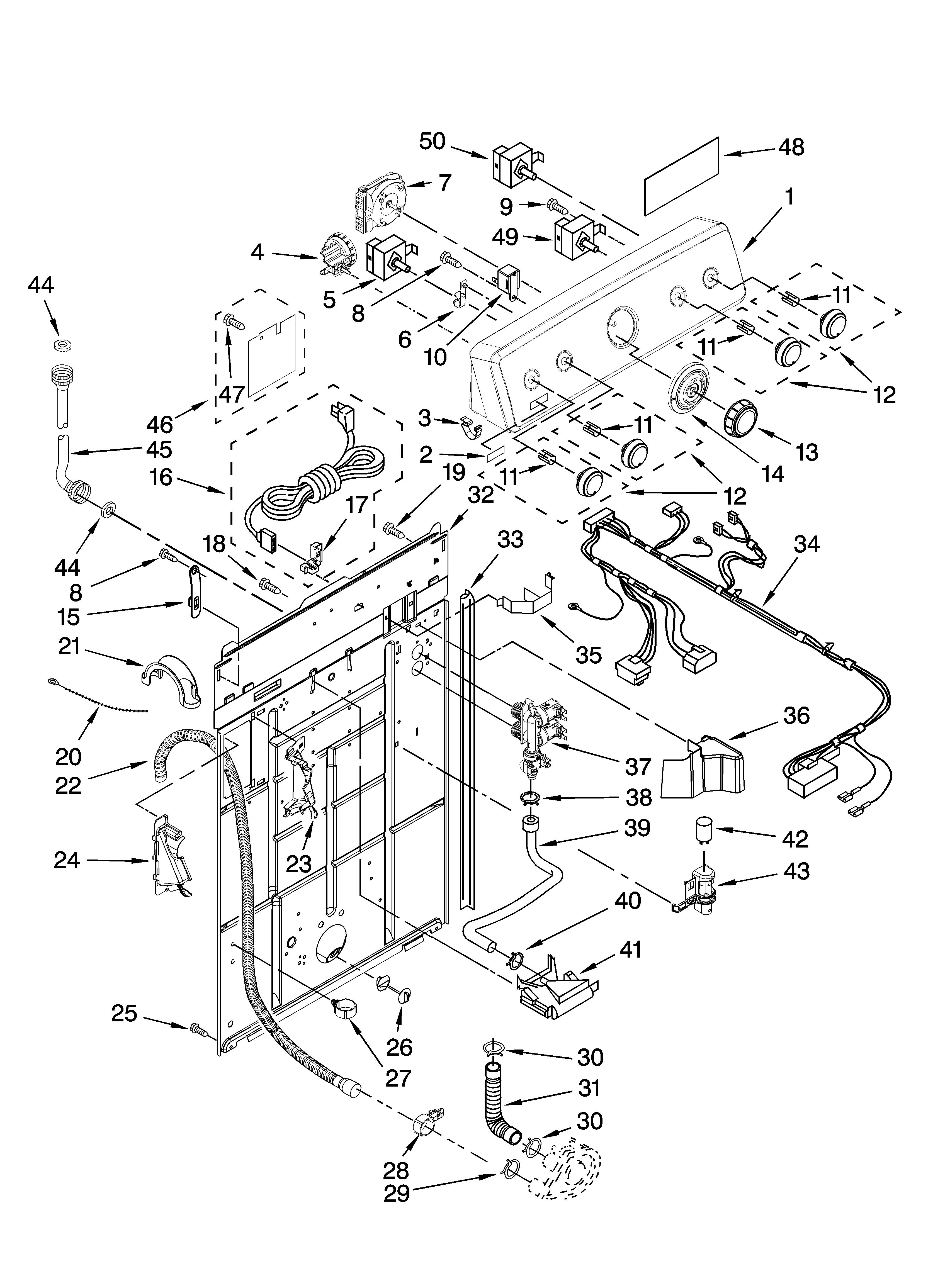 Controls and rear panel parts