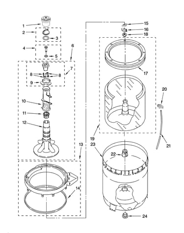 Agitator, basket and tub parts