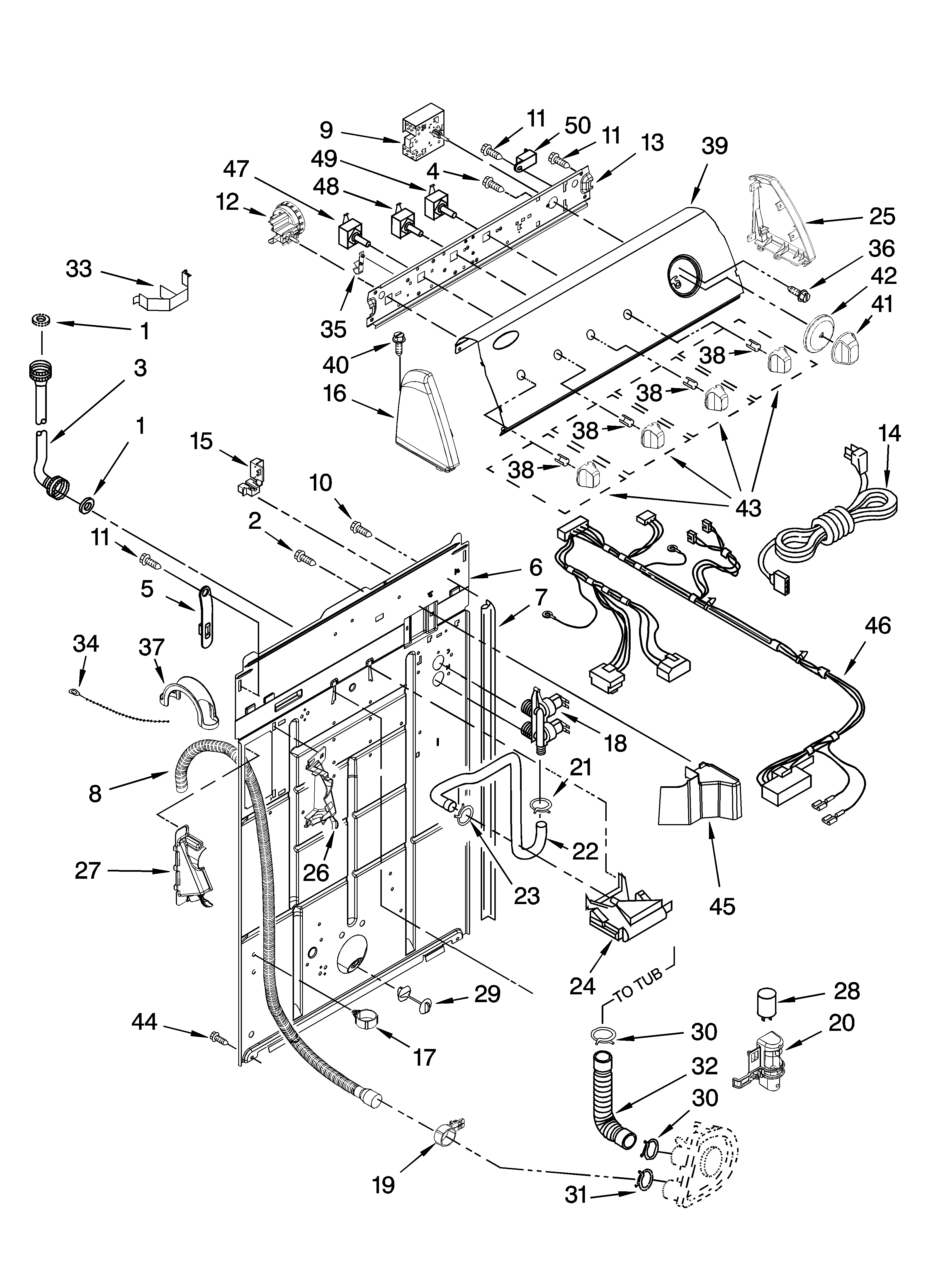 Controls and rear panel parts