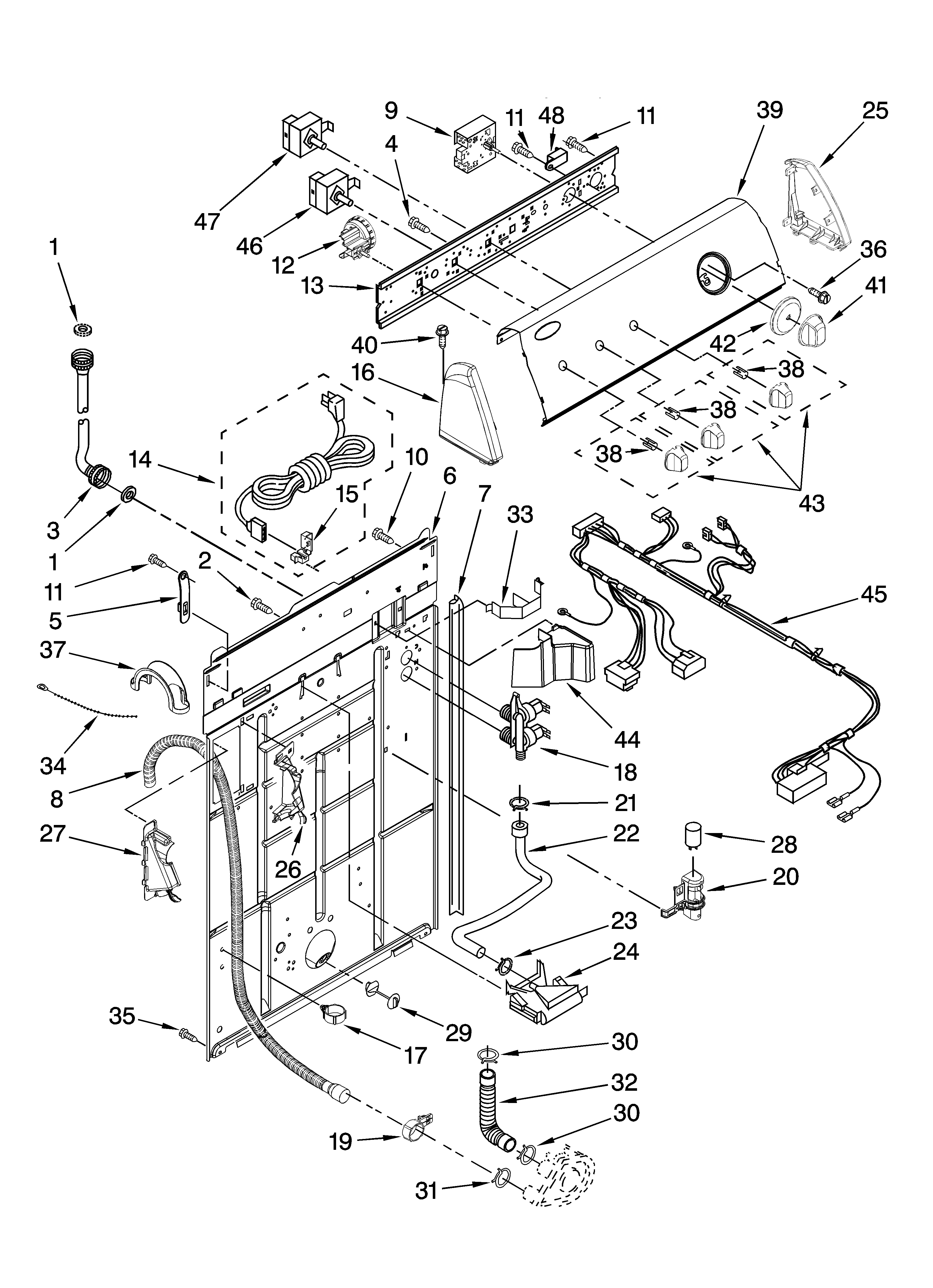 Controls and rear panel parts