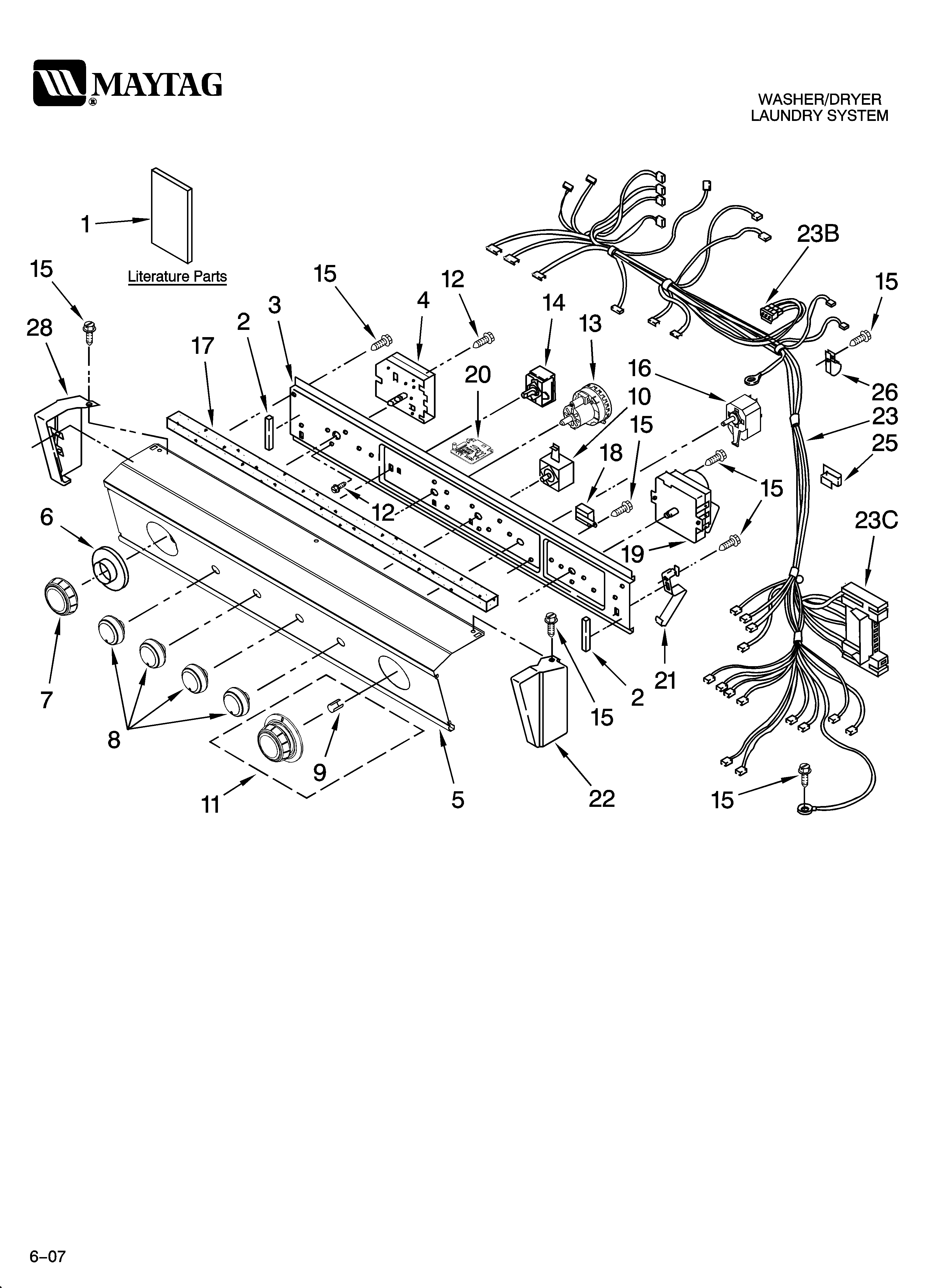 Washer/dryer control panel parts