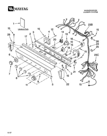 Washer/dryer control panel parts