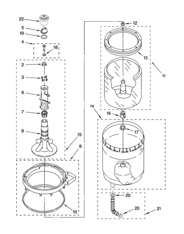 Agitator, basket and tub parts