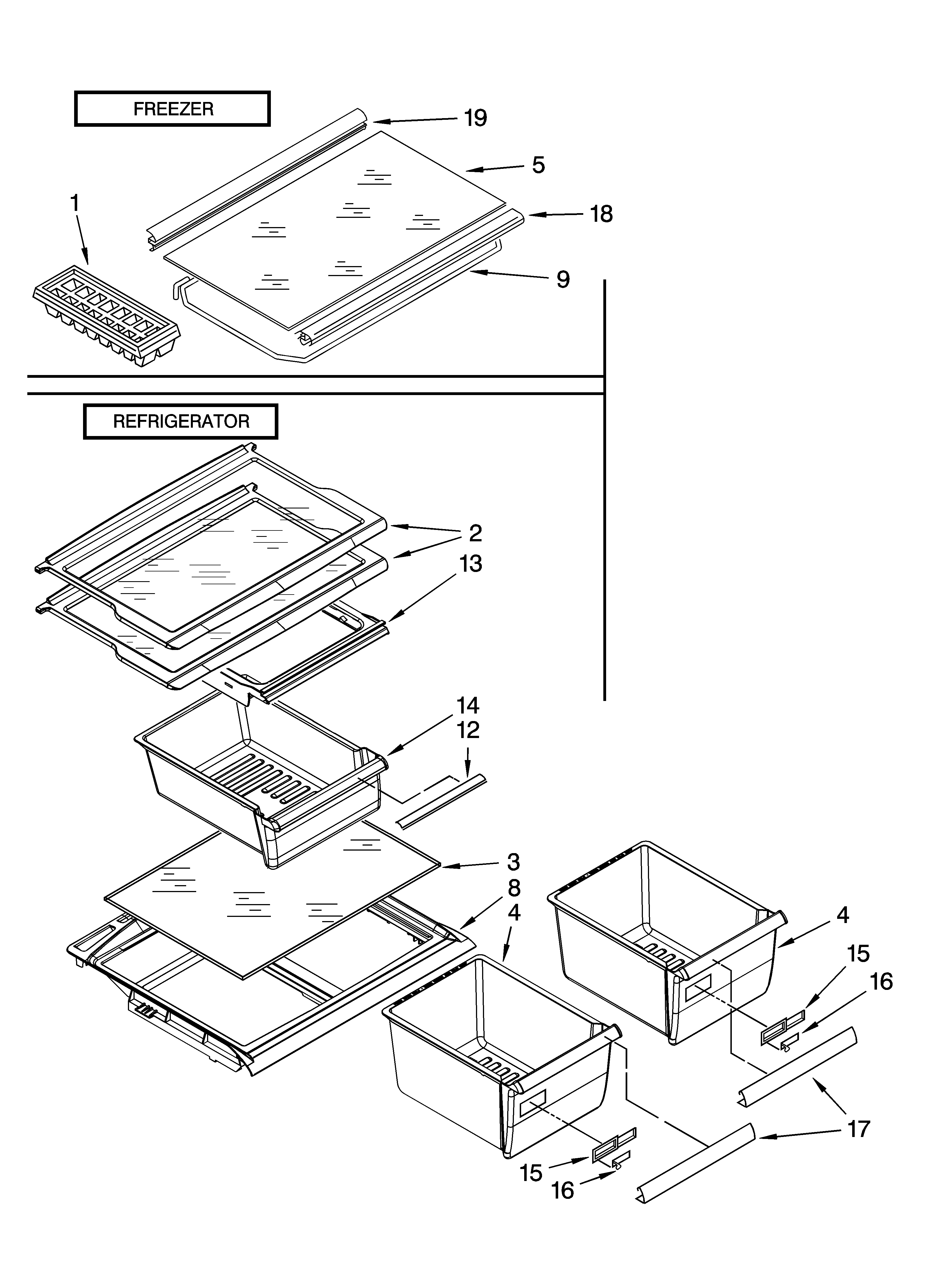 Shelf parts, optional parts (not included)