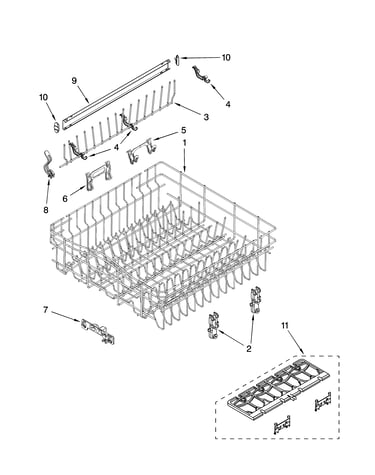 Upper rack and track parts