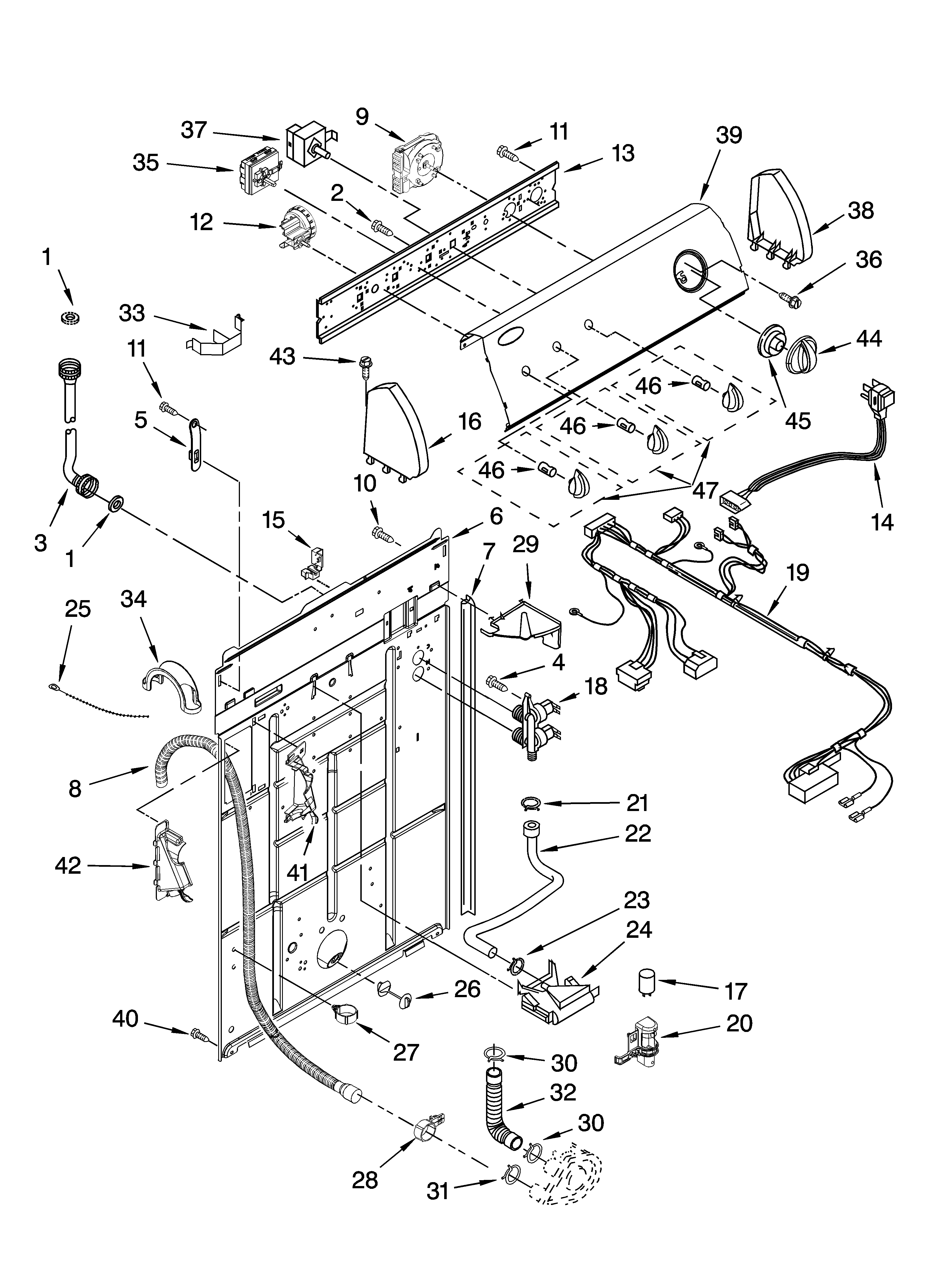 Controls and rear panel parts