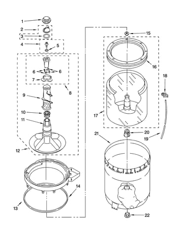 Agitator, basket and tub parts