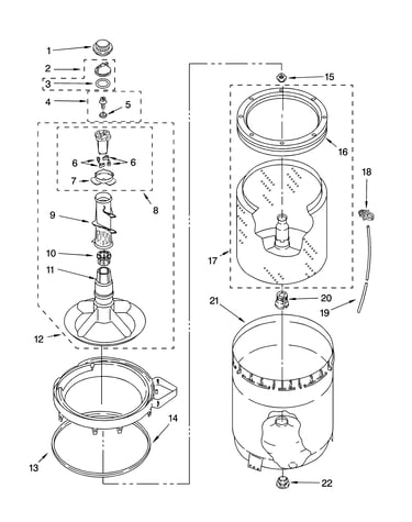 Agitator, basket and tub parts