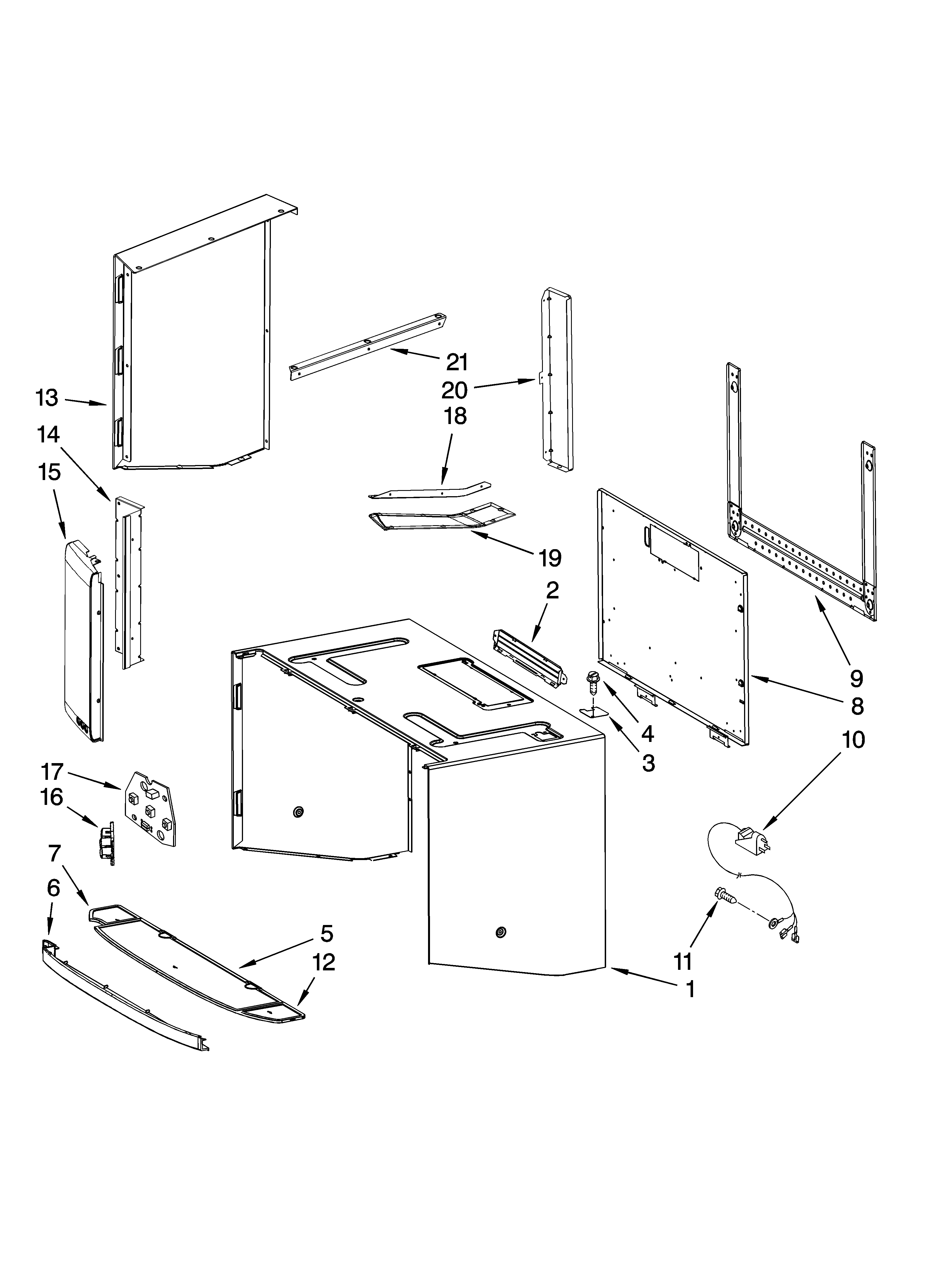 Cabinet and installation parts