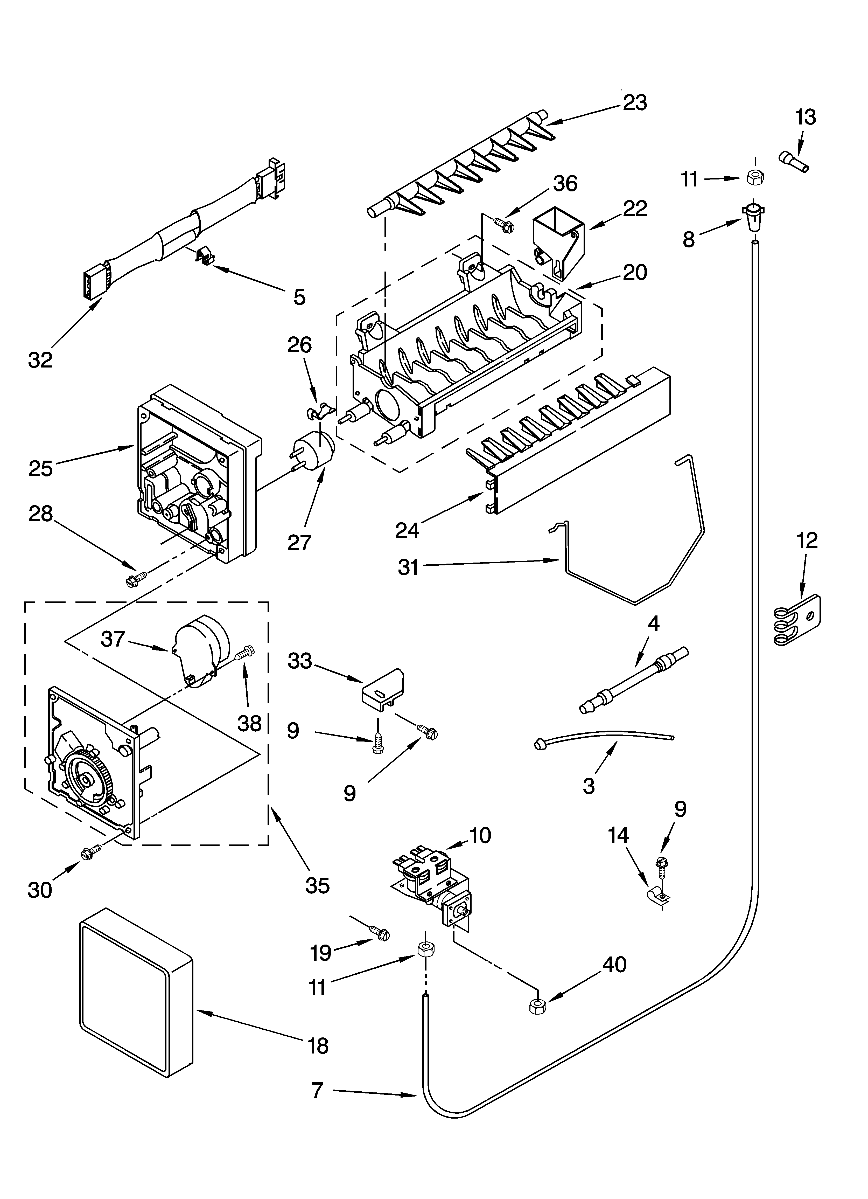 Icemaker parts, parts not illustrated