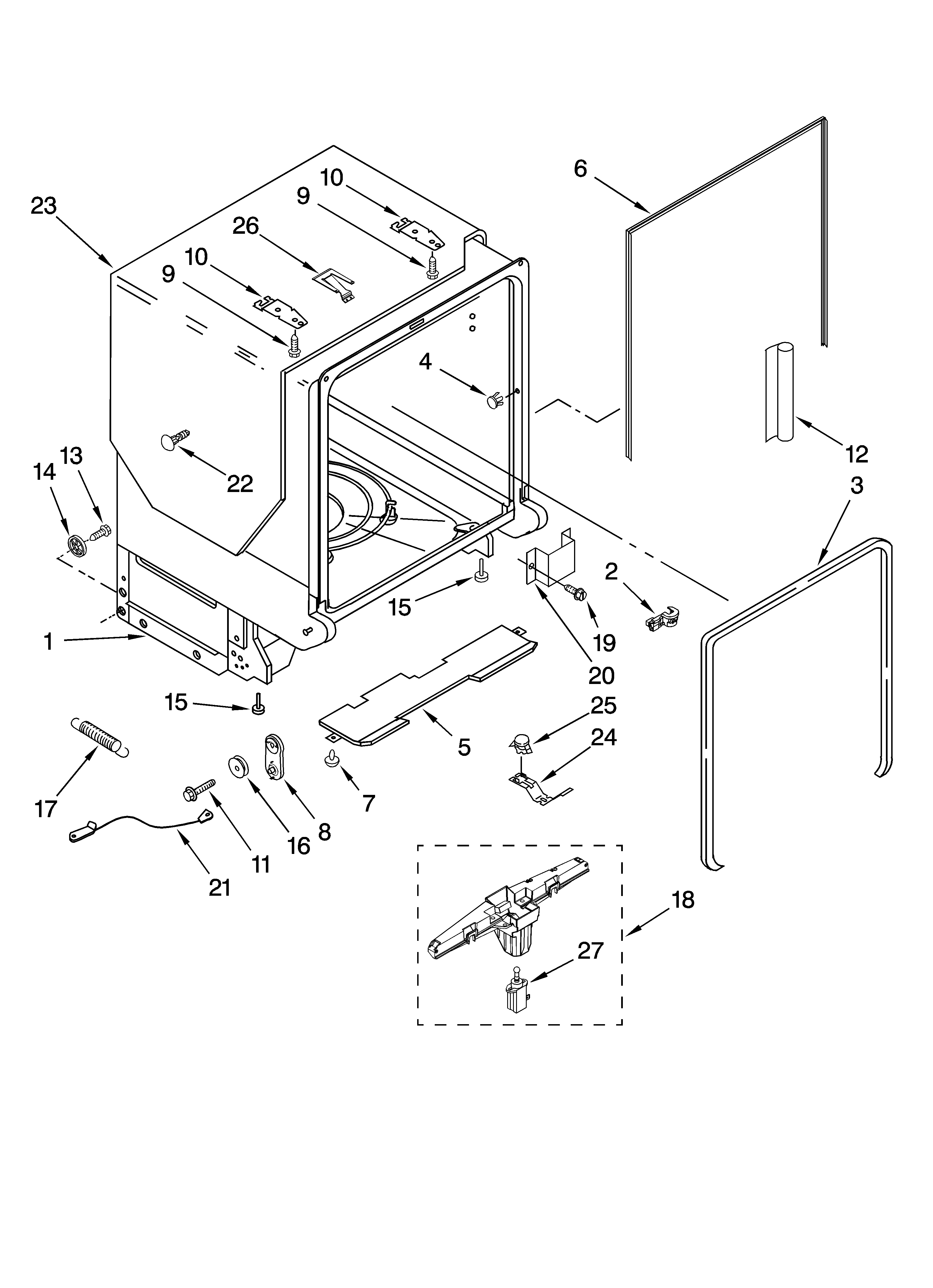Tub and frame parts