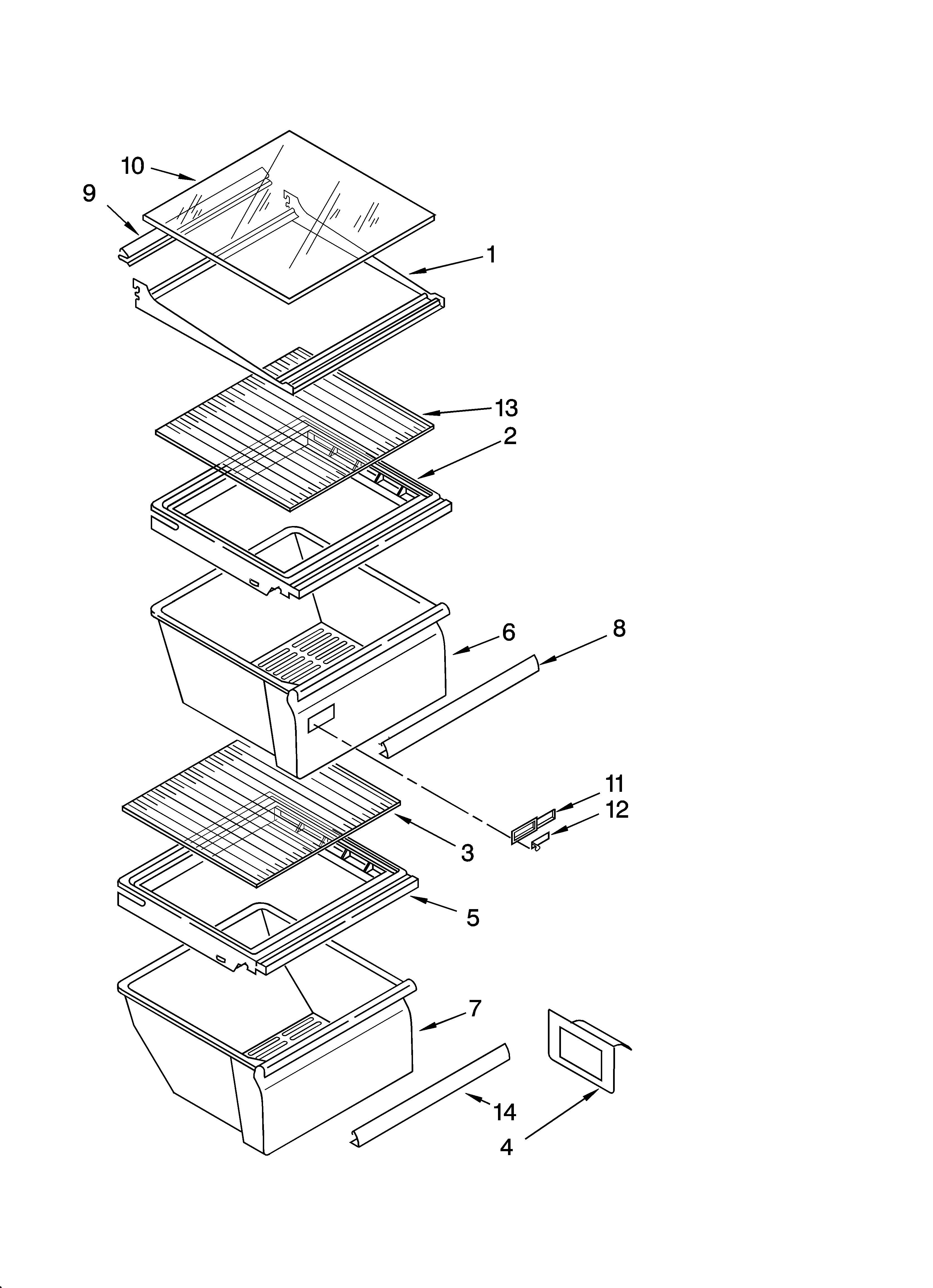 Refrigerator shelf parts