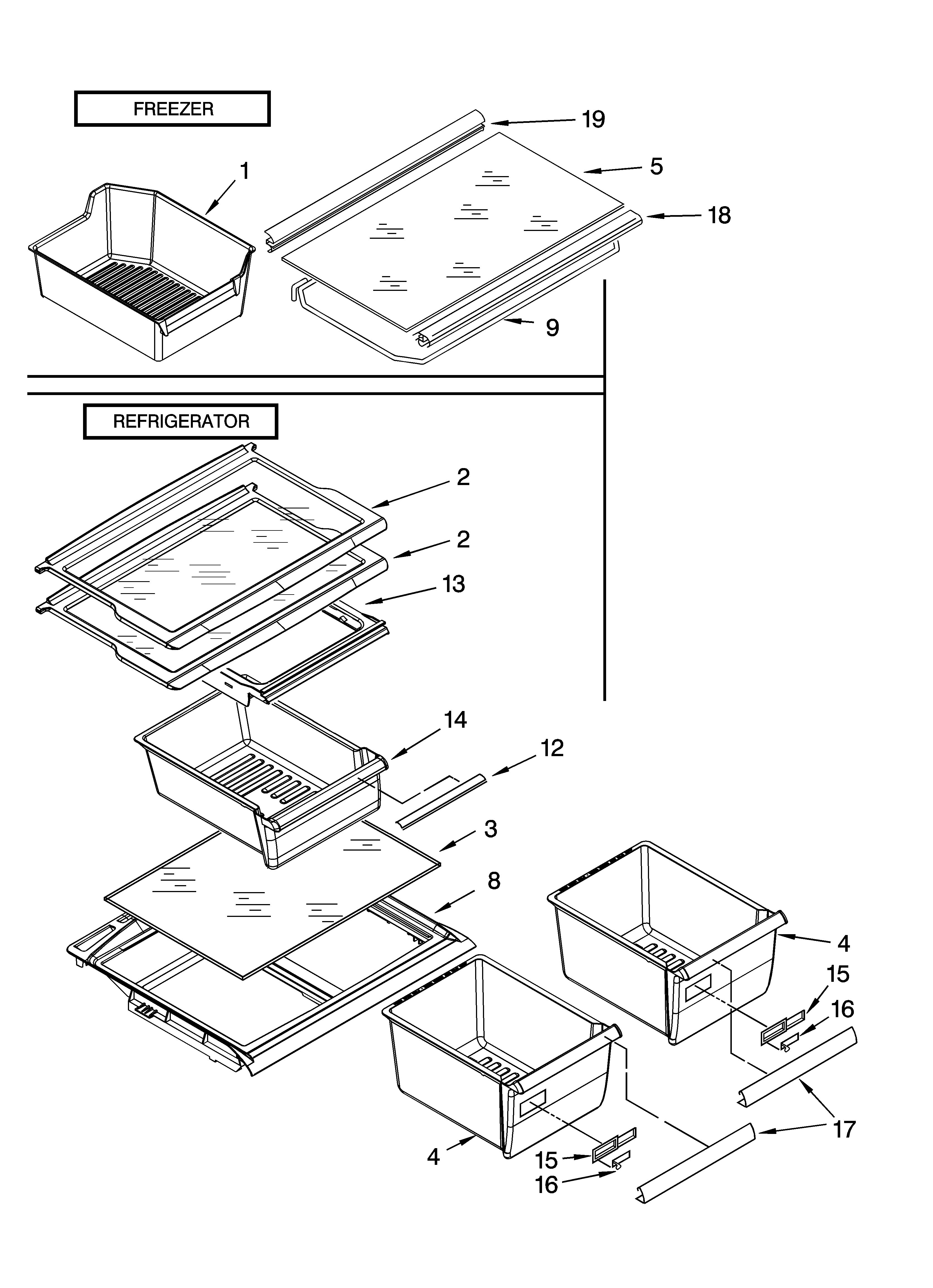 Shelf parts, optional parts (not included)