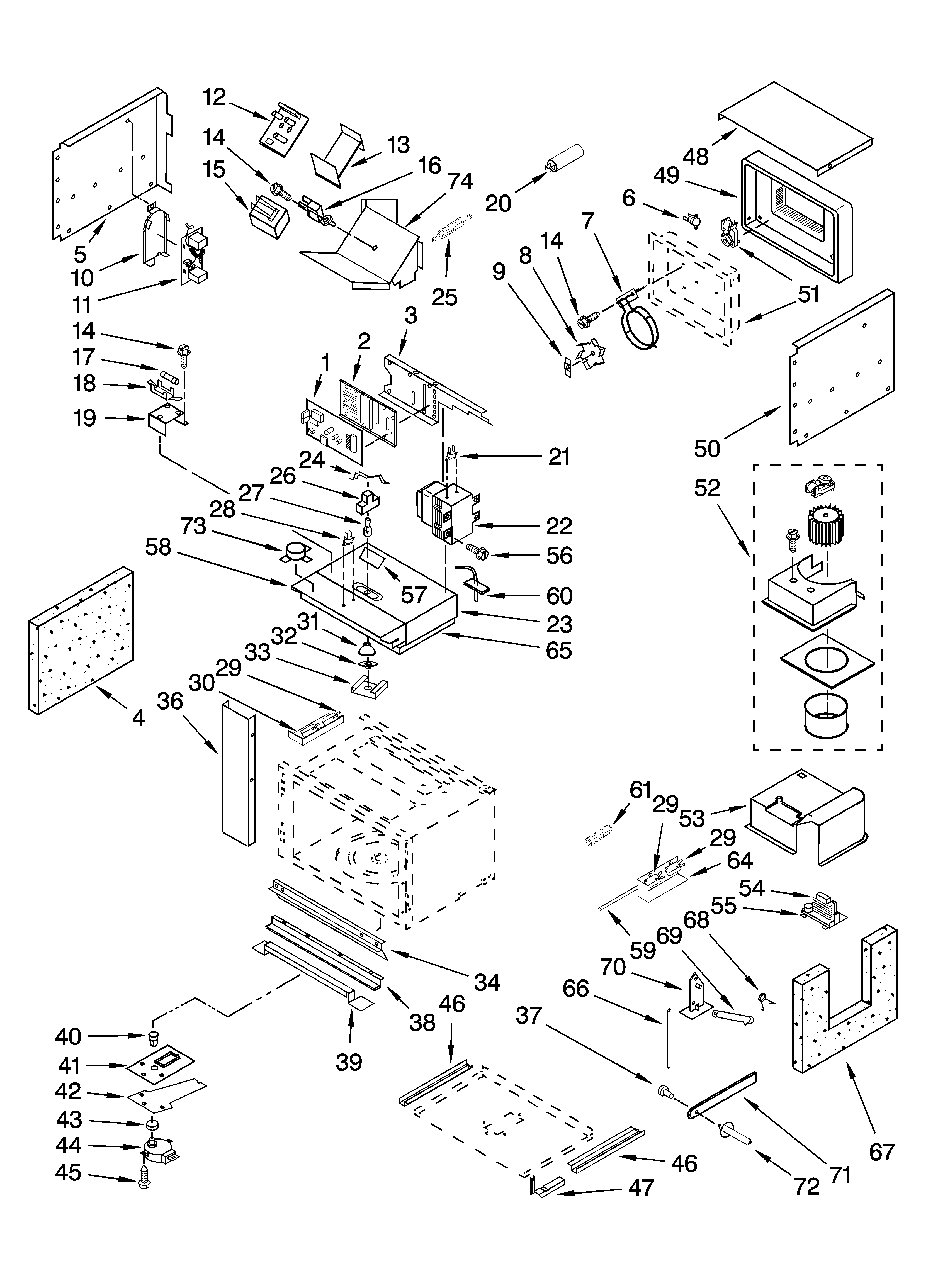Cabinet and stirrer parts