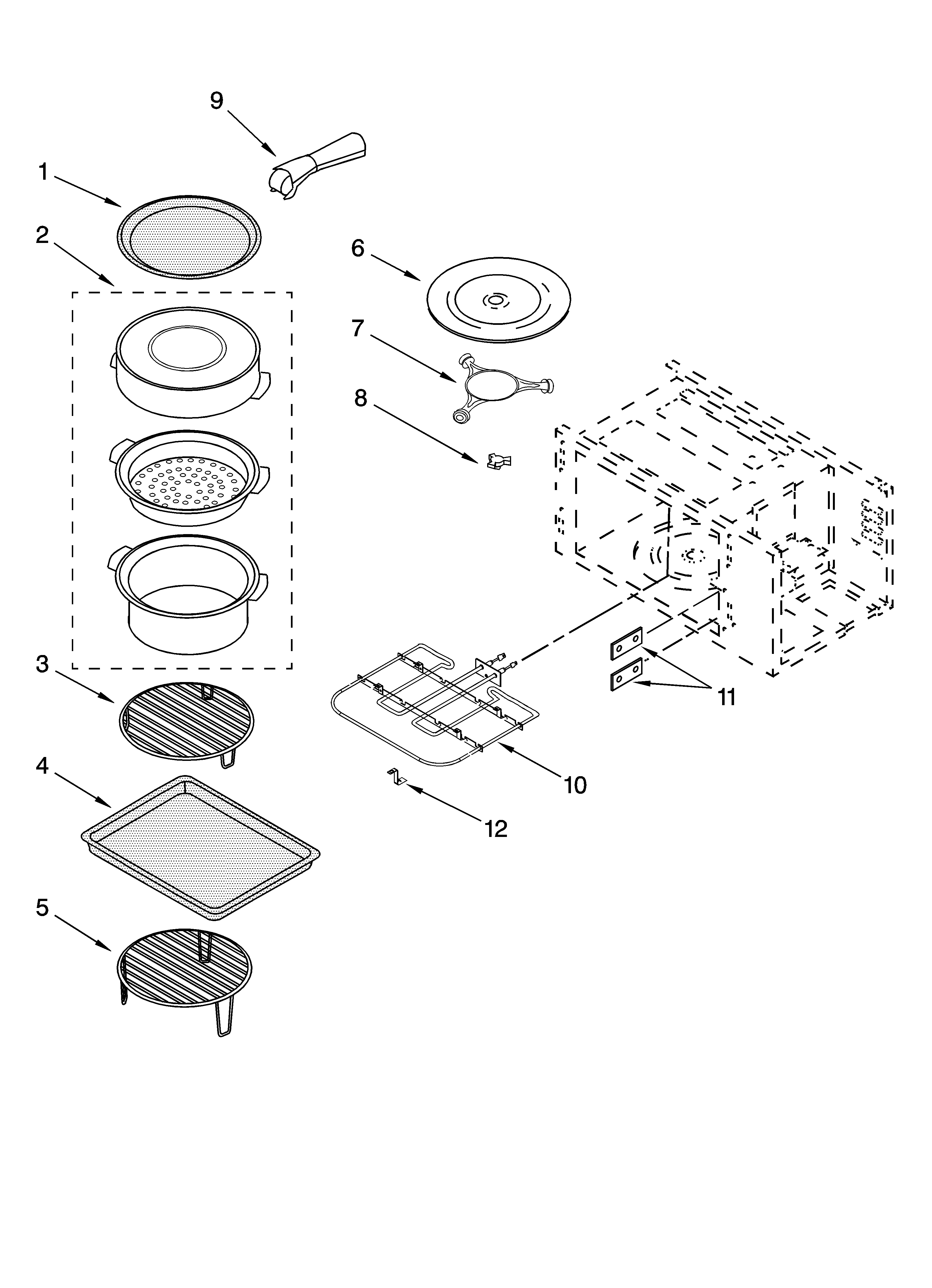 Internal microwave parts, optional parts