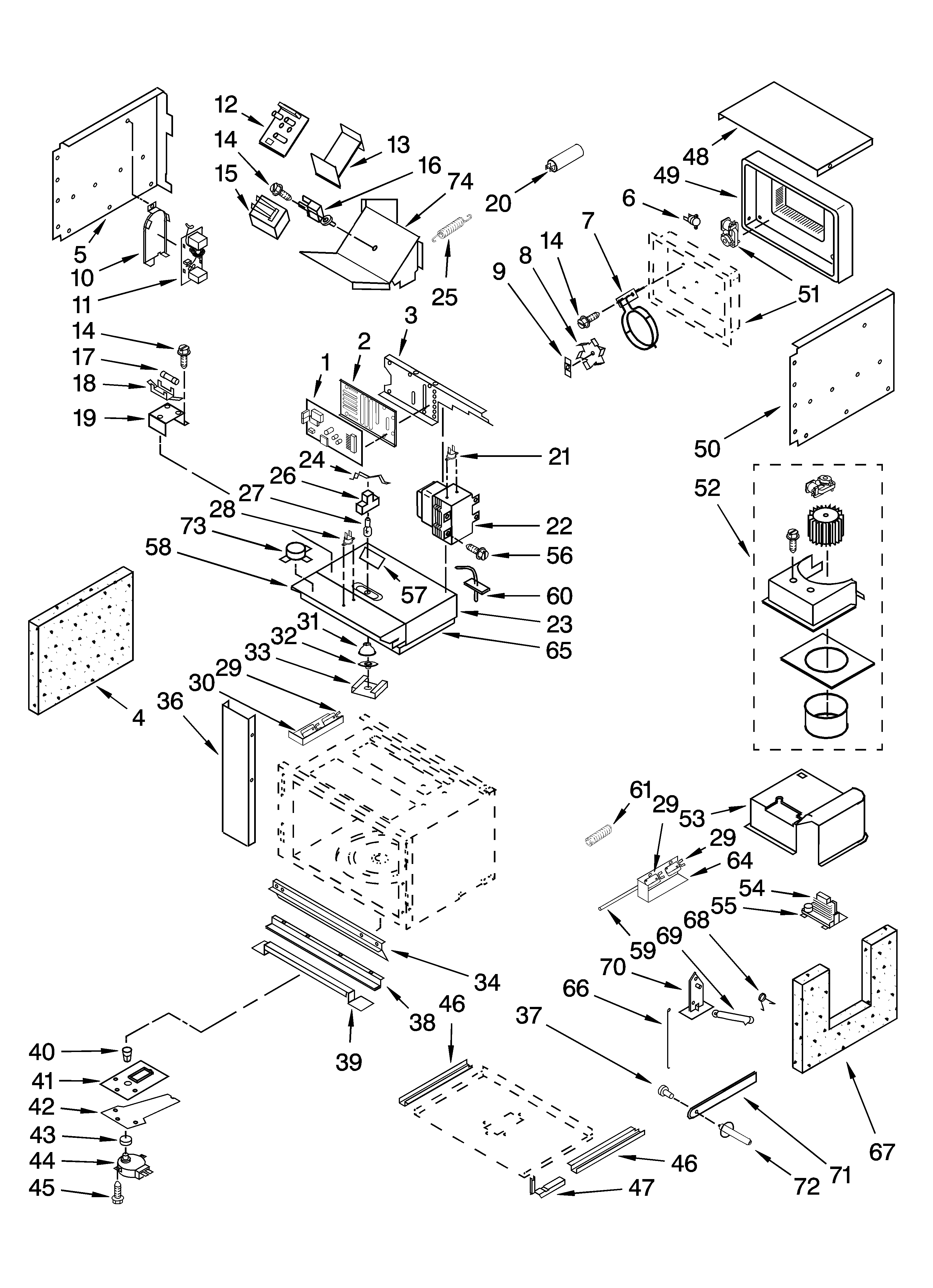 Cabinet and stirrer parts