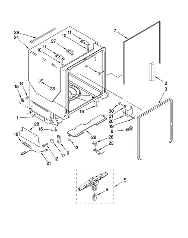 Tub and frame parts
