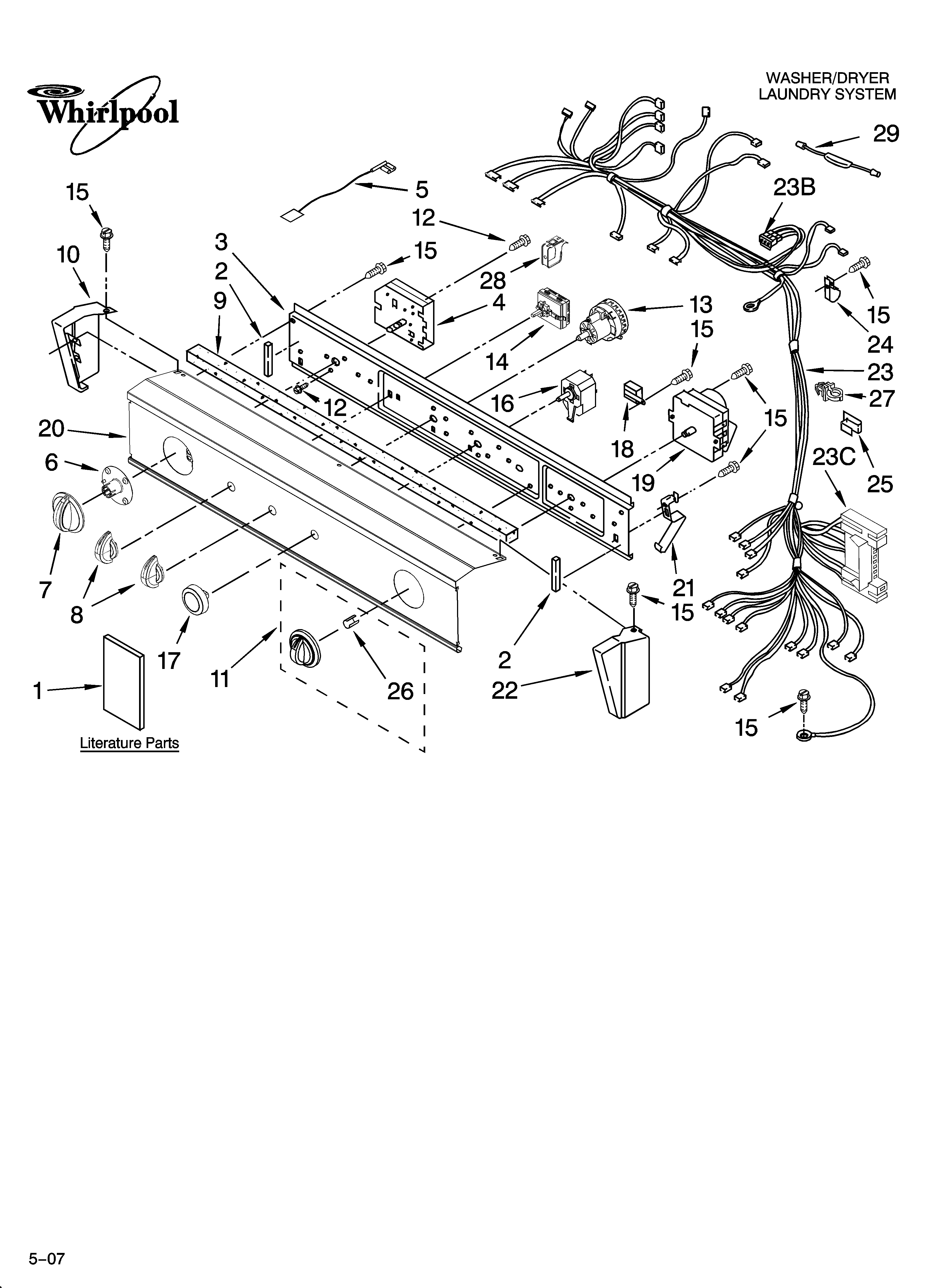Washer/dryer control panel parts