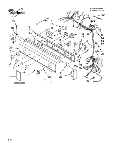 Washer/dryer control panel parts