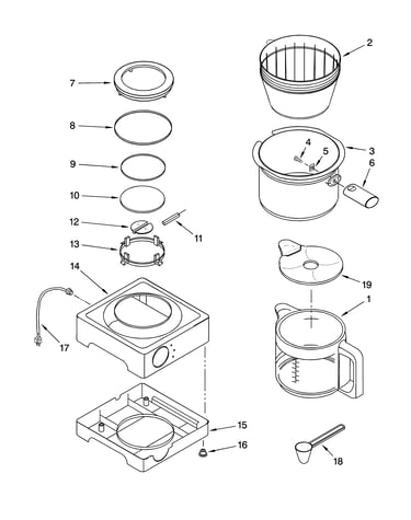 Extra base and carafe parts