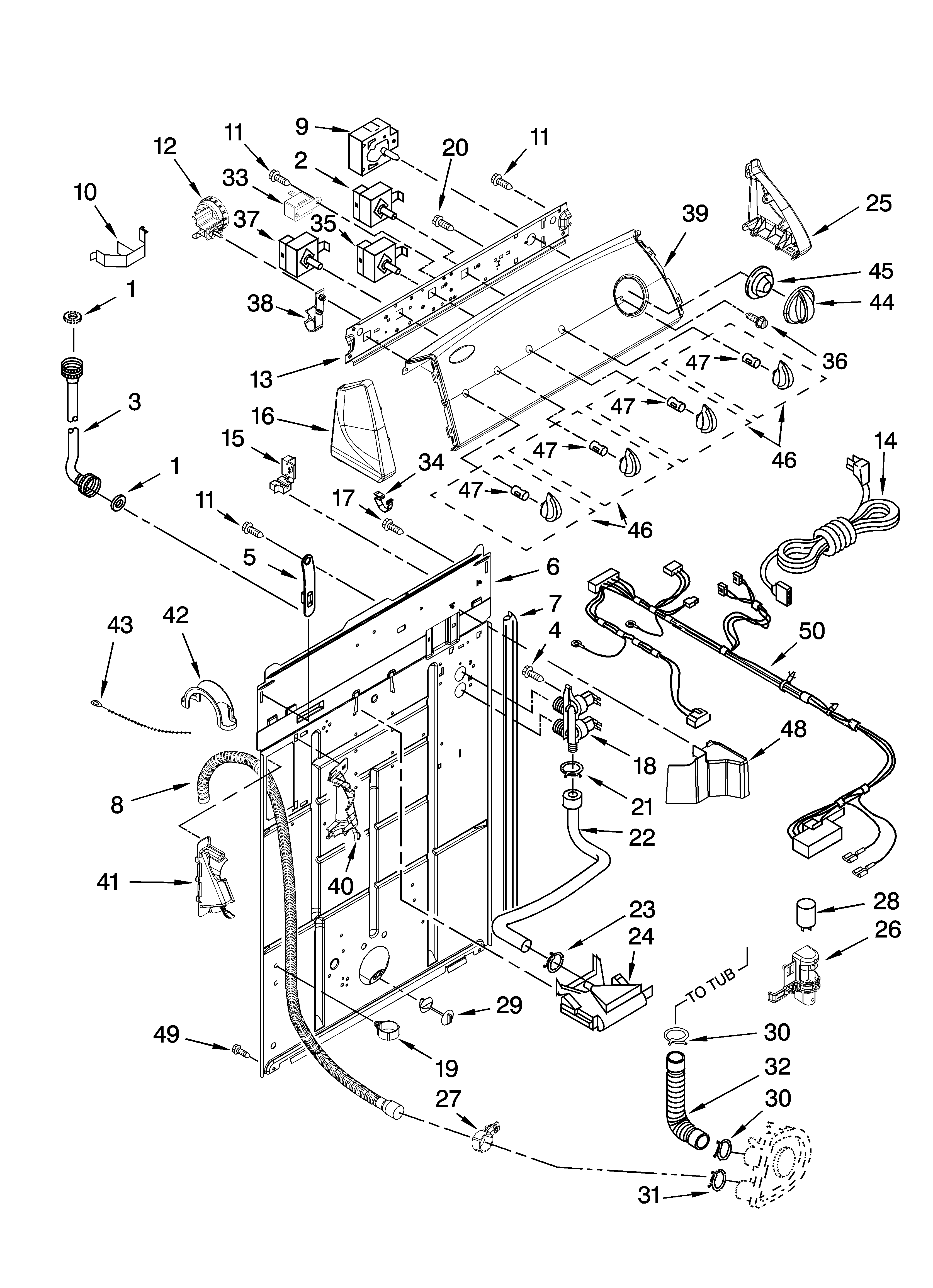 Controls and rear panel parts