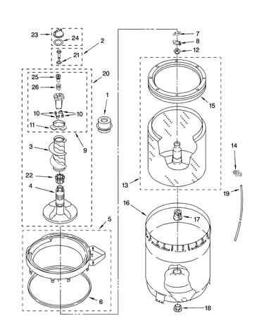 Agitator, basket and tub parts