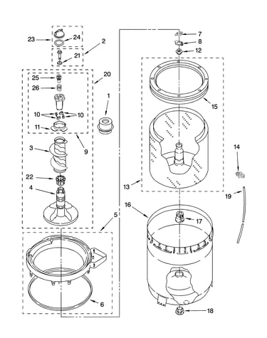 Agitator, basket and tub parts