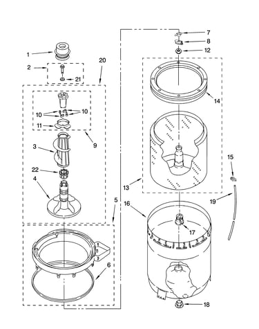 Agitator, basket and tub parts