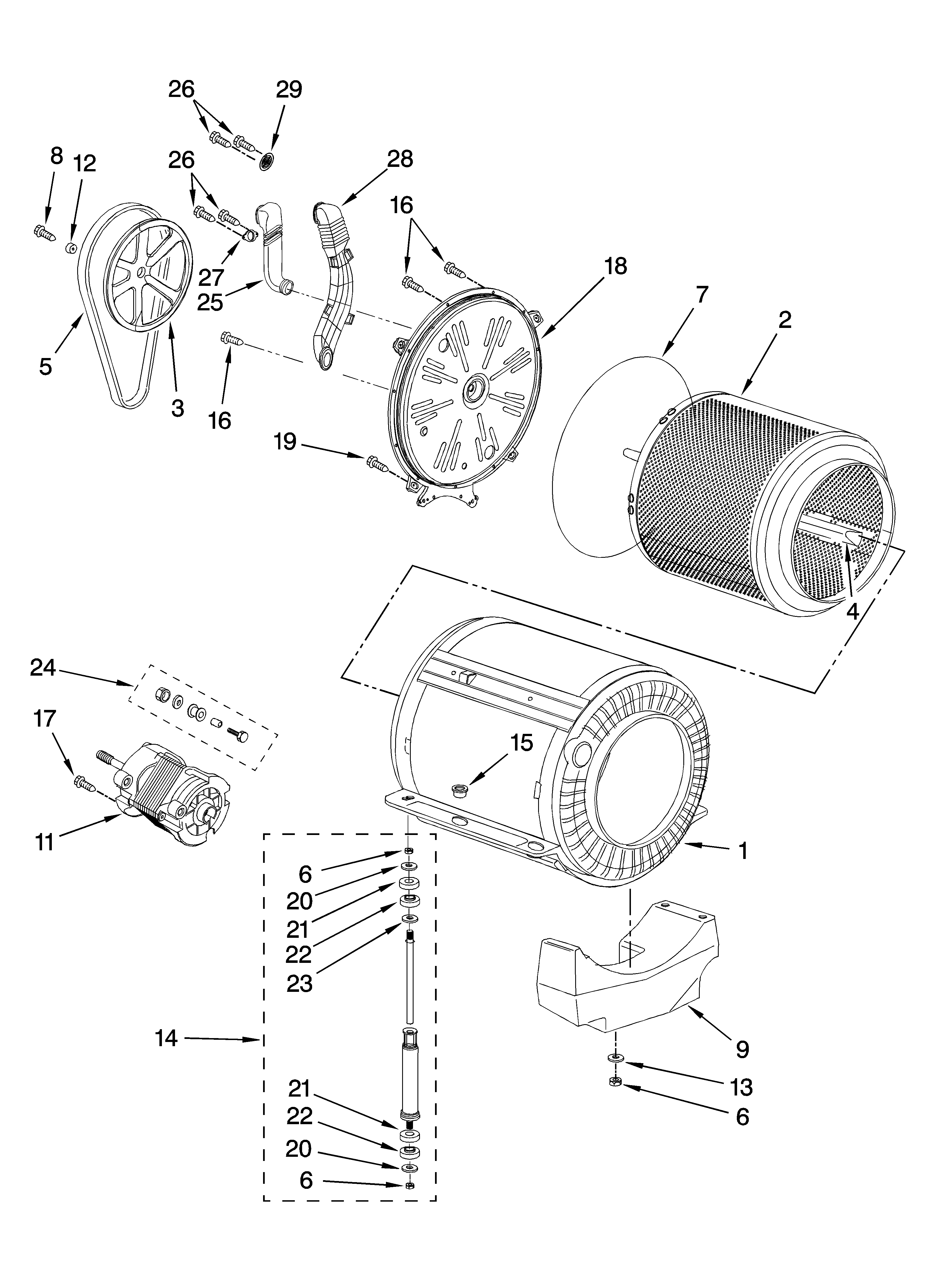 Basket and tub parts