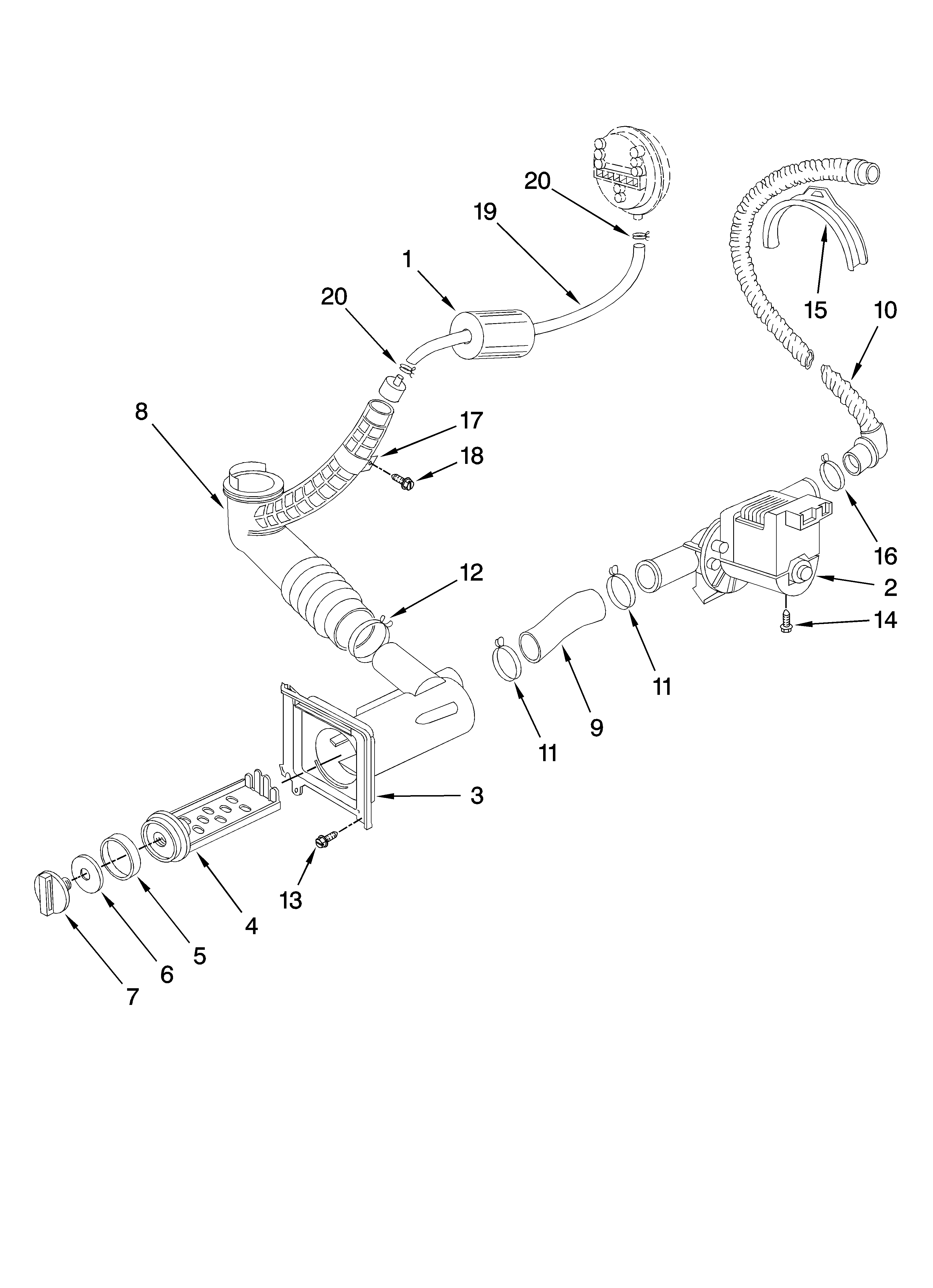 Pump parts, optional parts (not included)