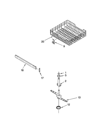Upper dishrack and water feed parts