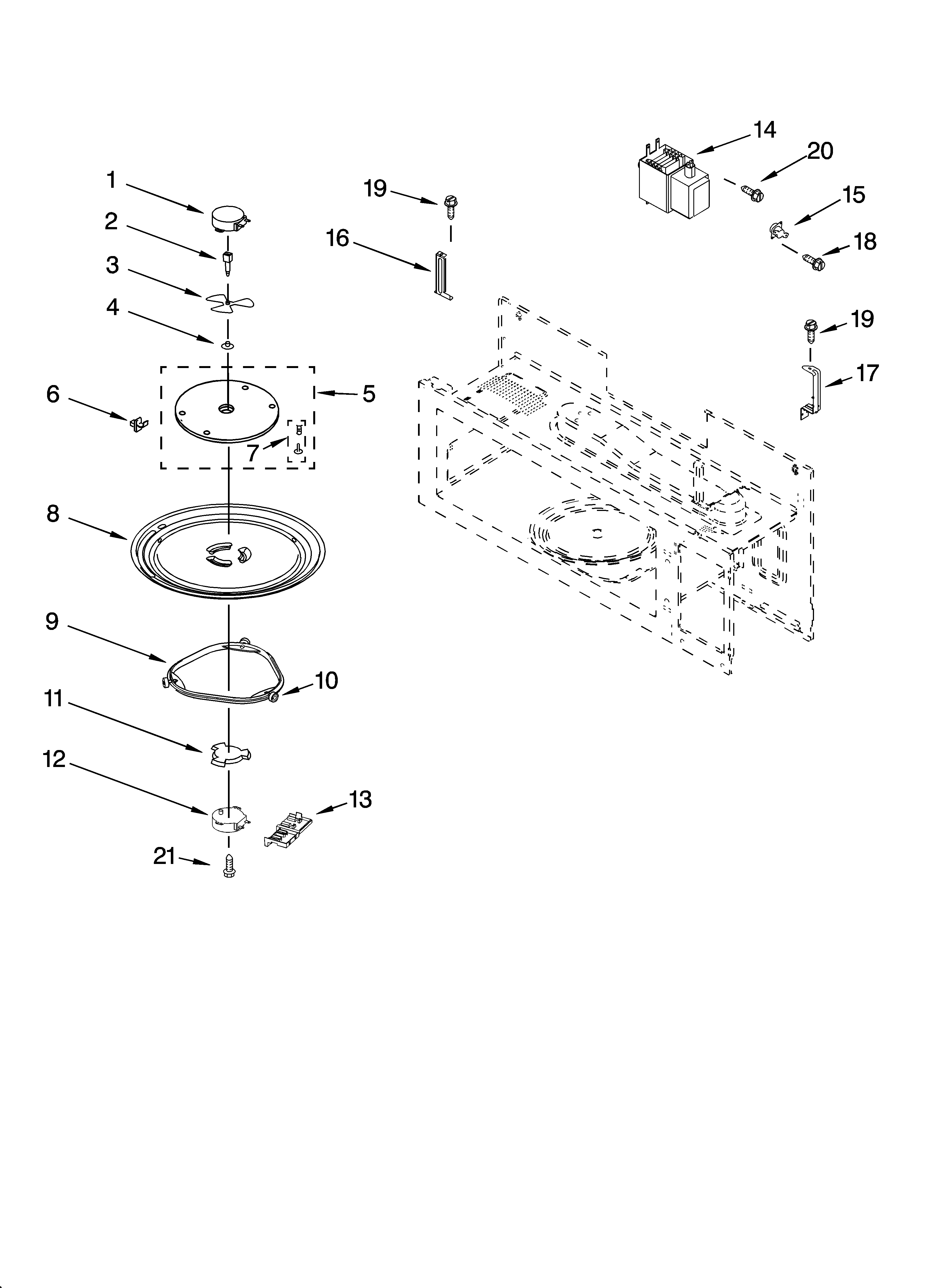 Magnetron and turntable parts