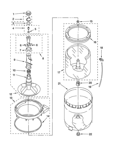 Agitator, basket and tub parts