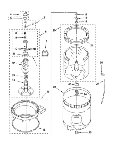 Agitator, basket and tub parts